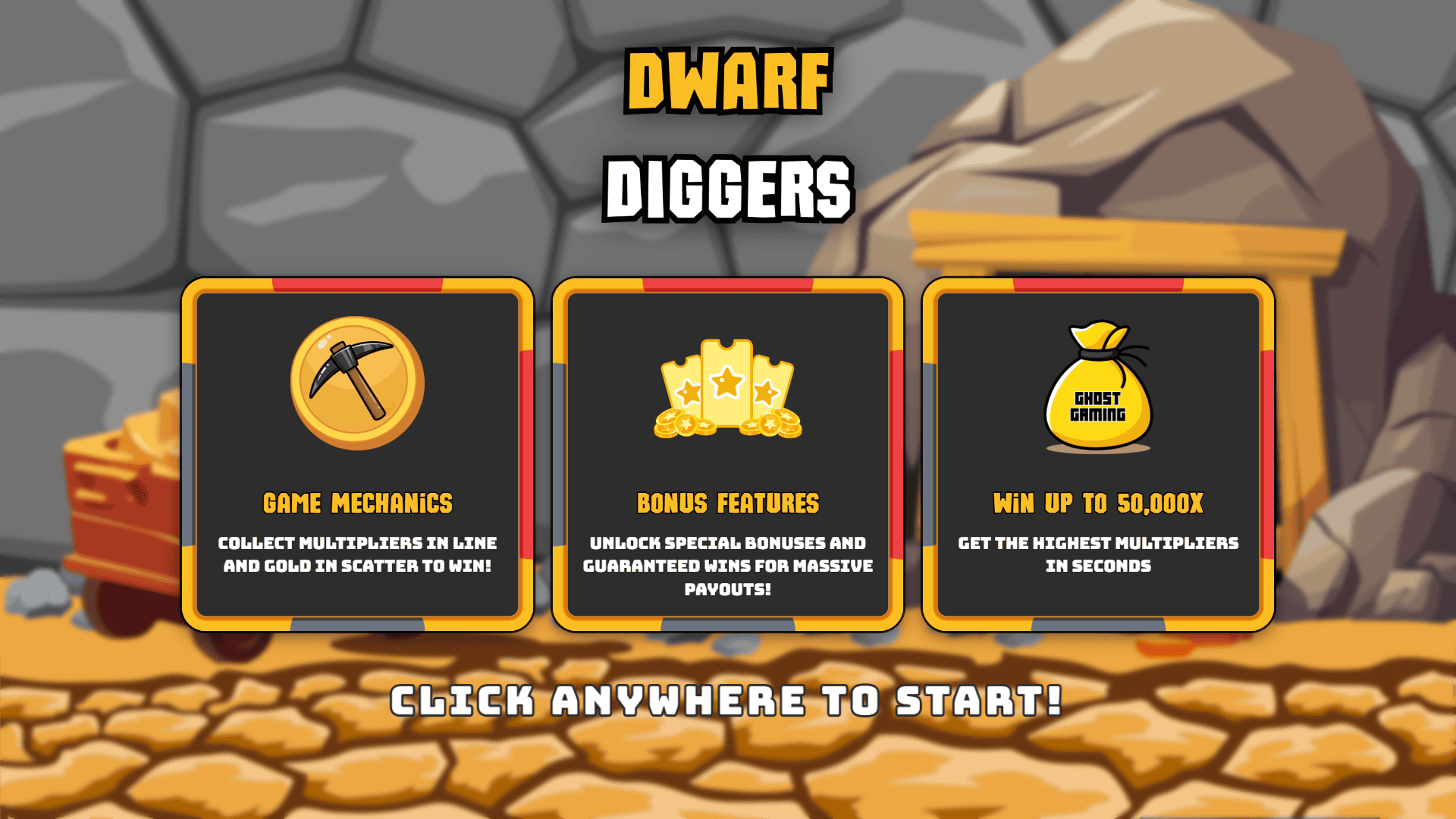 Dwarf Diggers slot intro screen