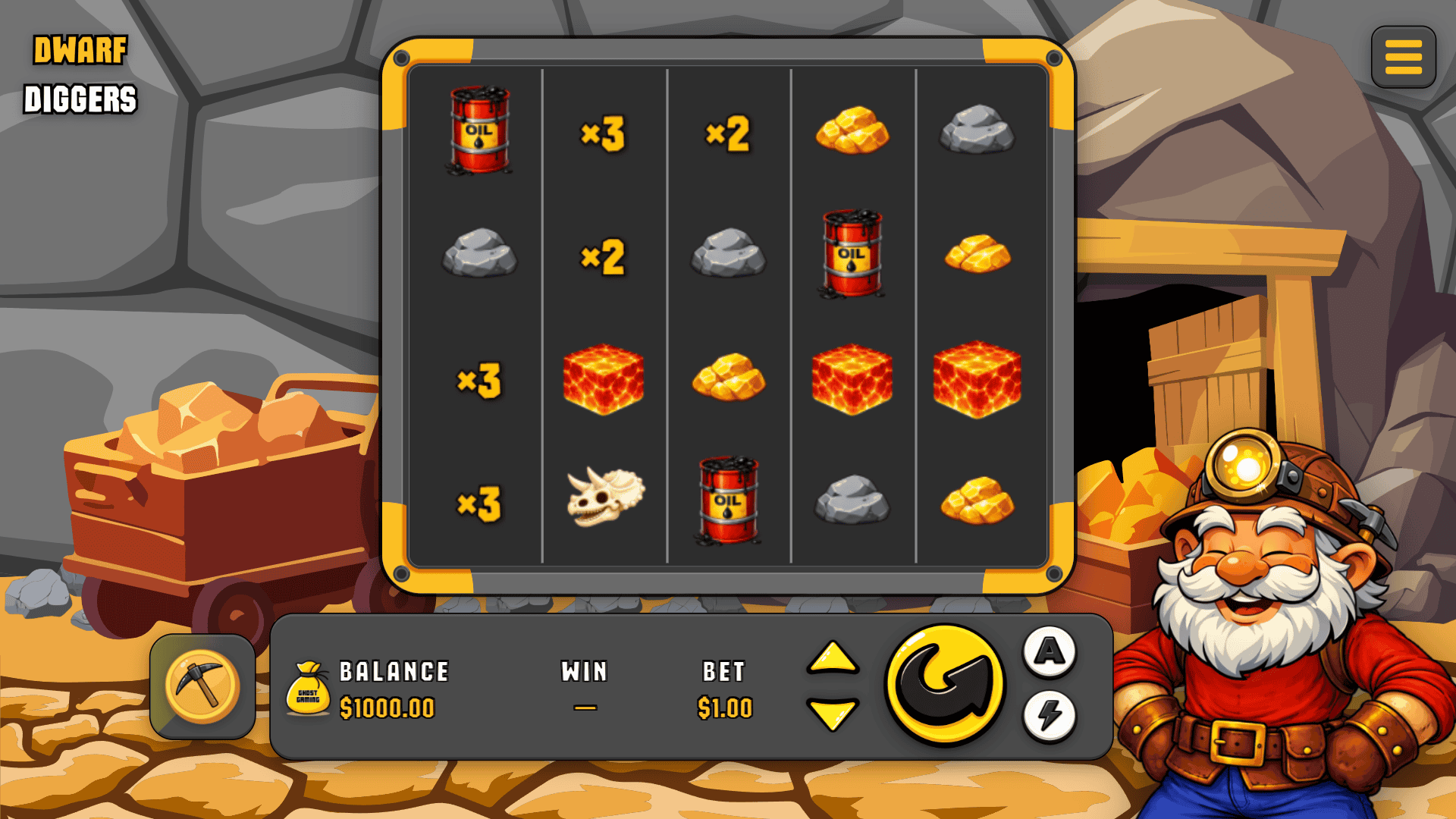 Dwarf Diggers slot gameplay reels