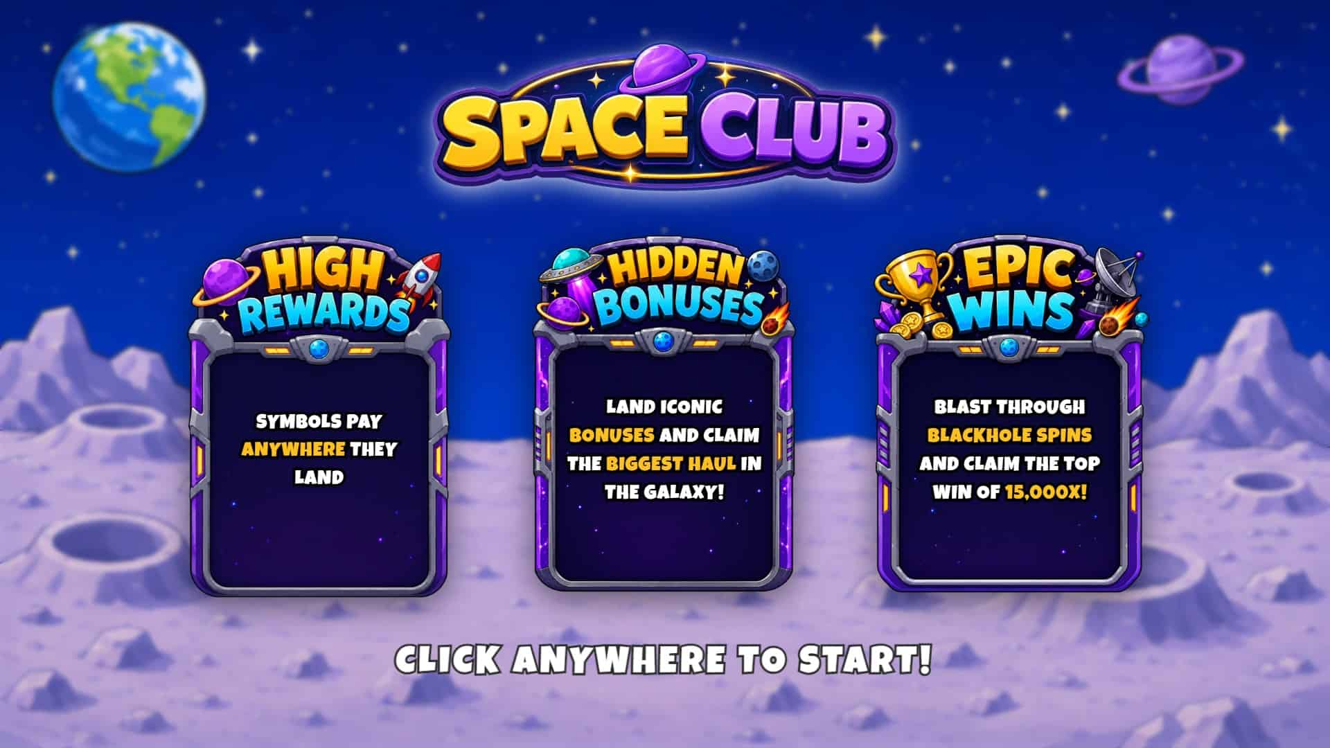 Space Club slot intro screen