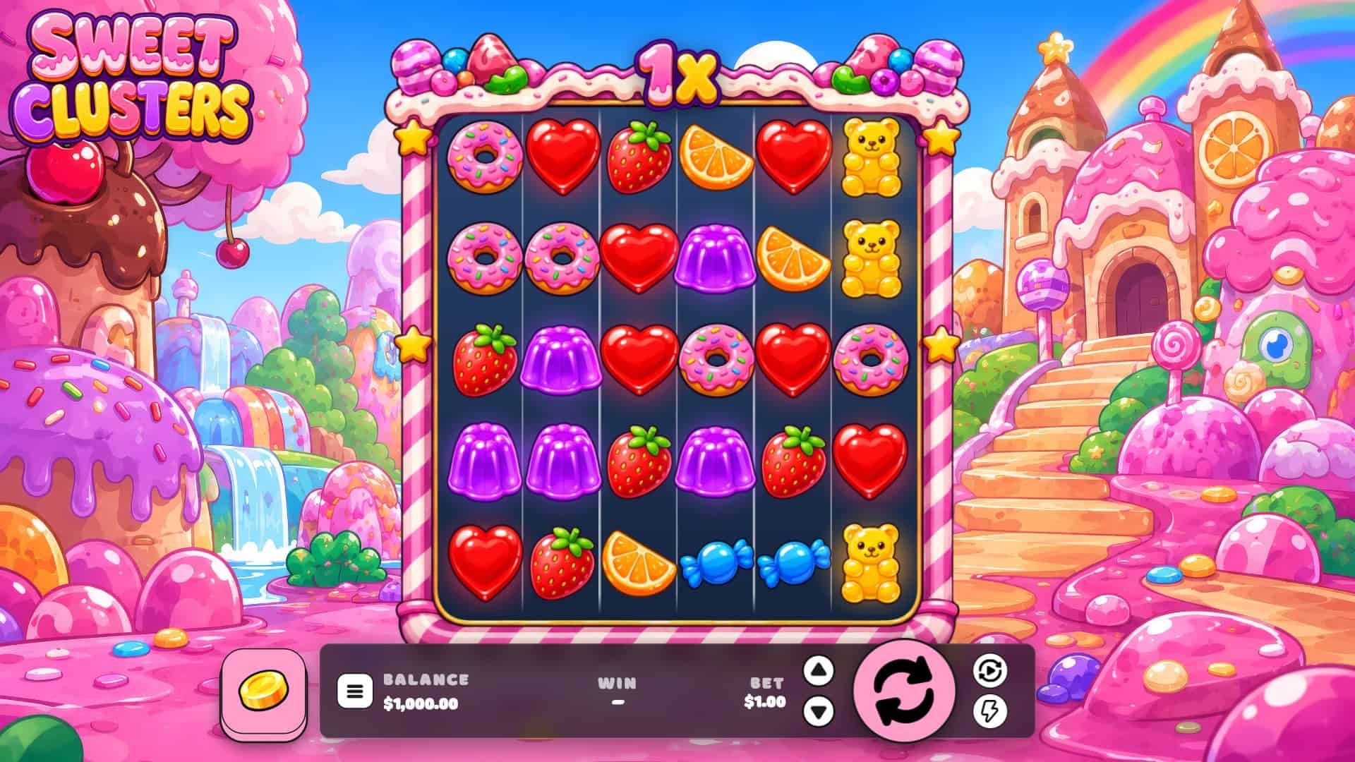 Sweet Clusters Cluster Pays slot gameplay reels
