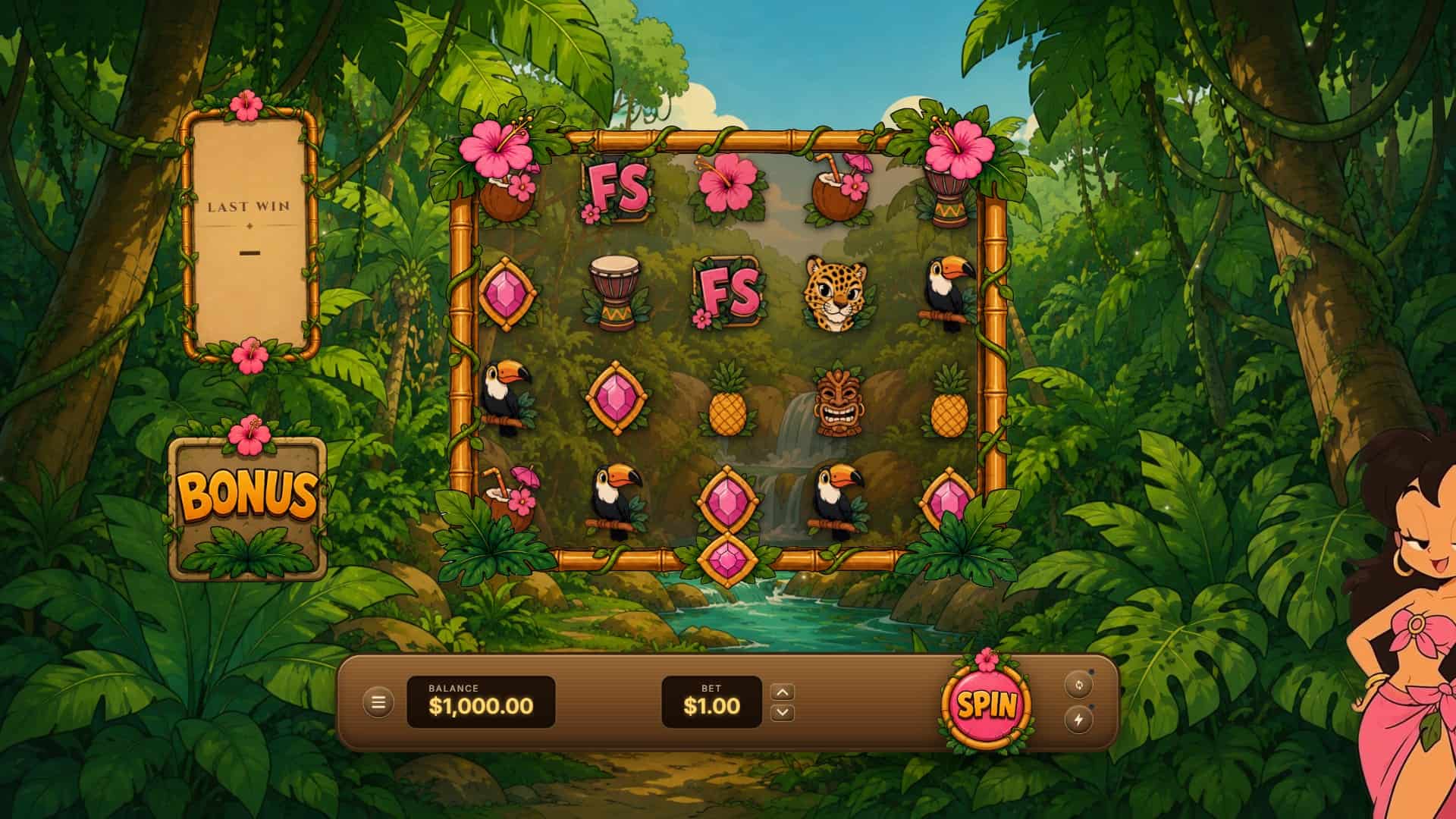 Pink Jungle slot gameplay reels