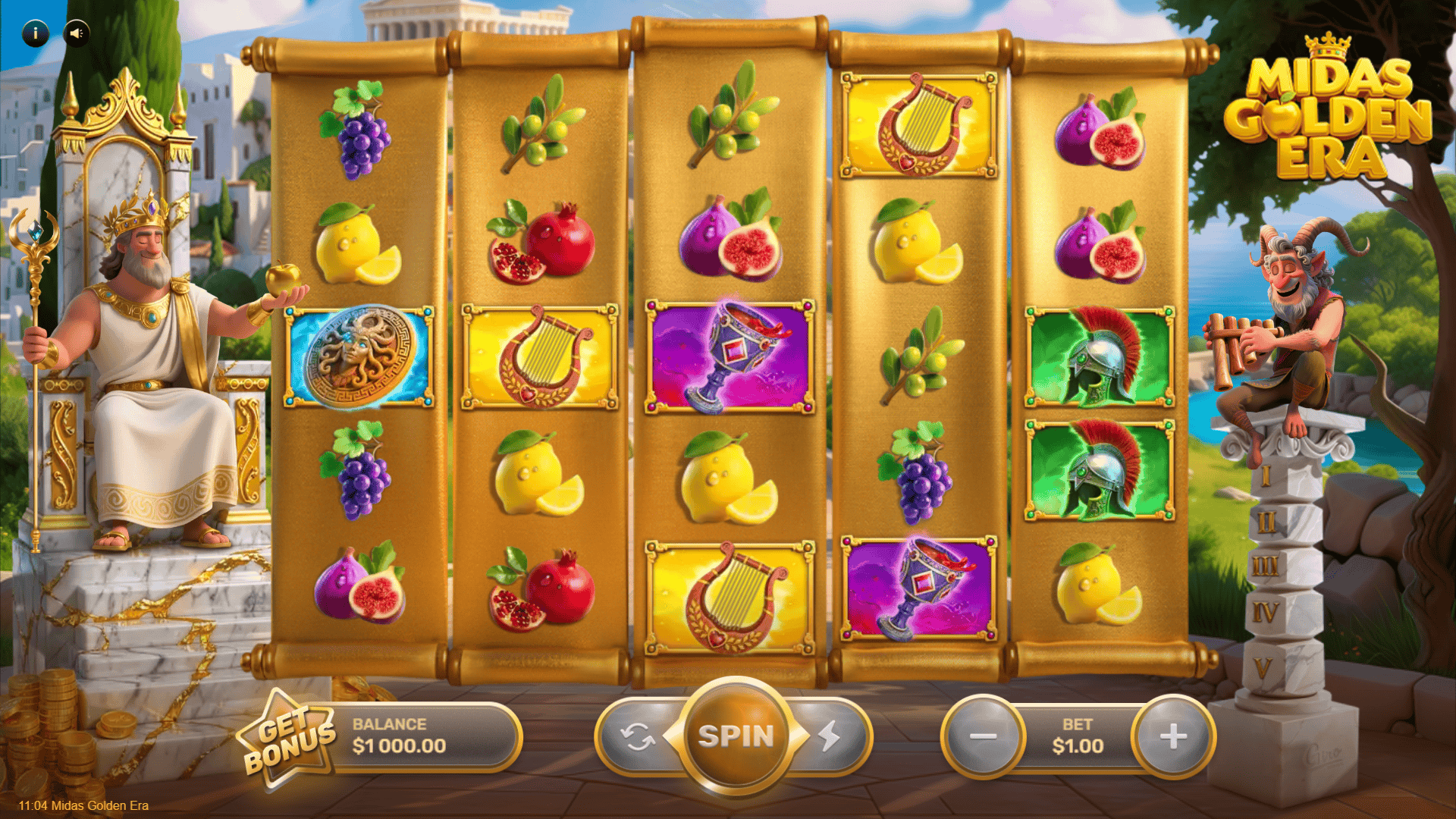 Midas Golden Era slot gameplay reels