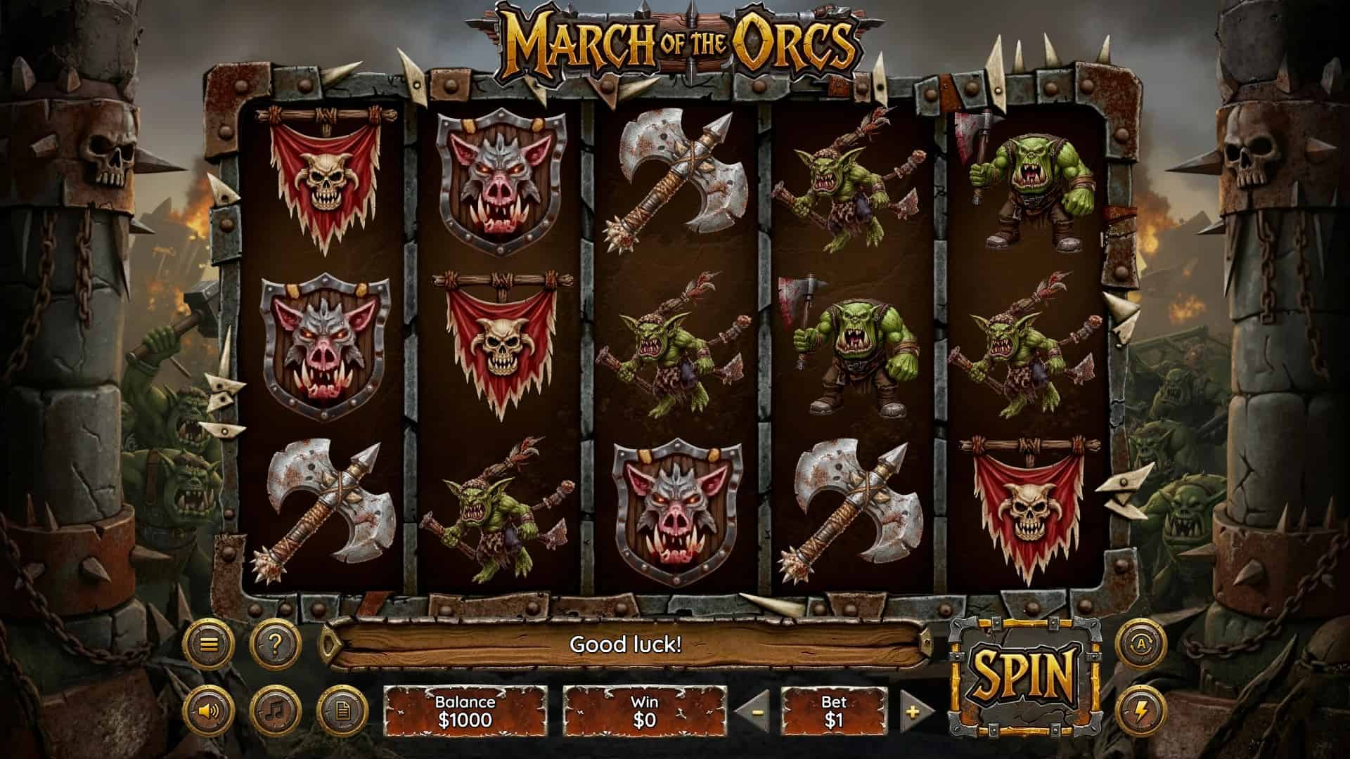 March of the Orcs slot gameplay reels