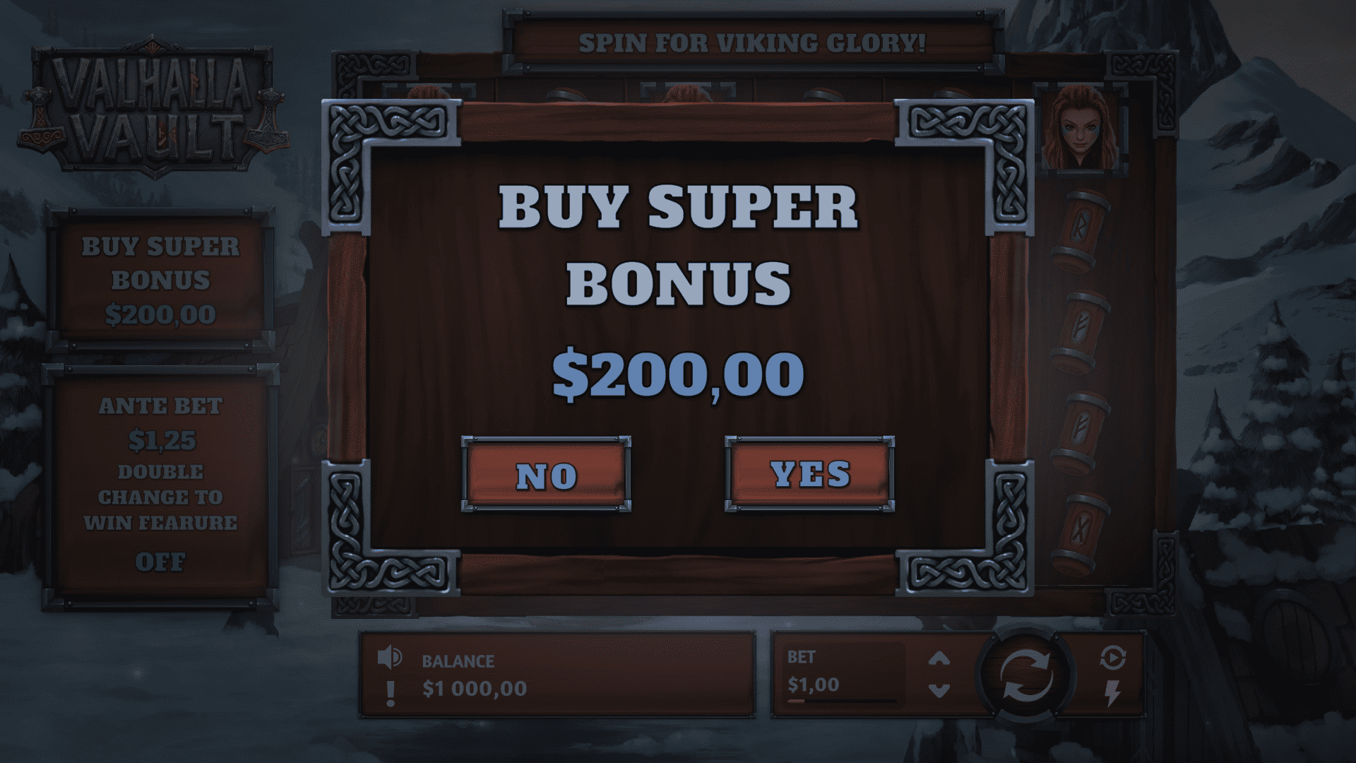 Valhalla Vault bonus buy menu