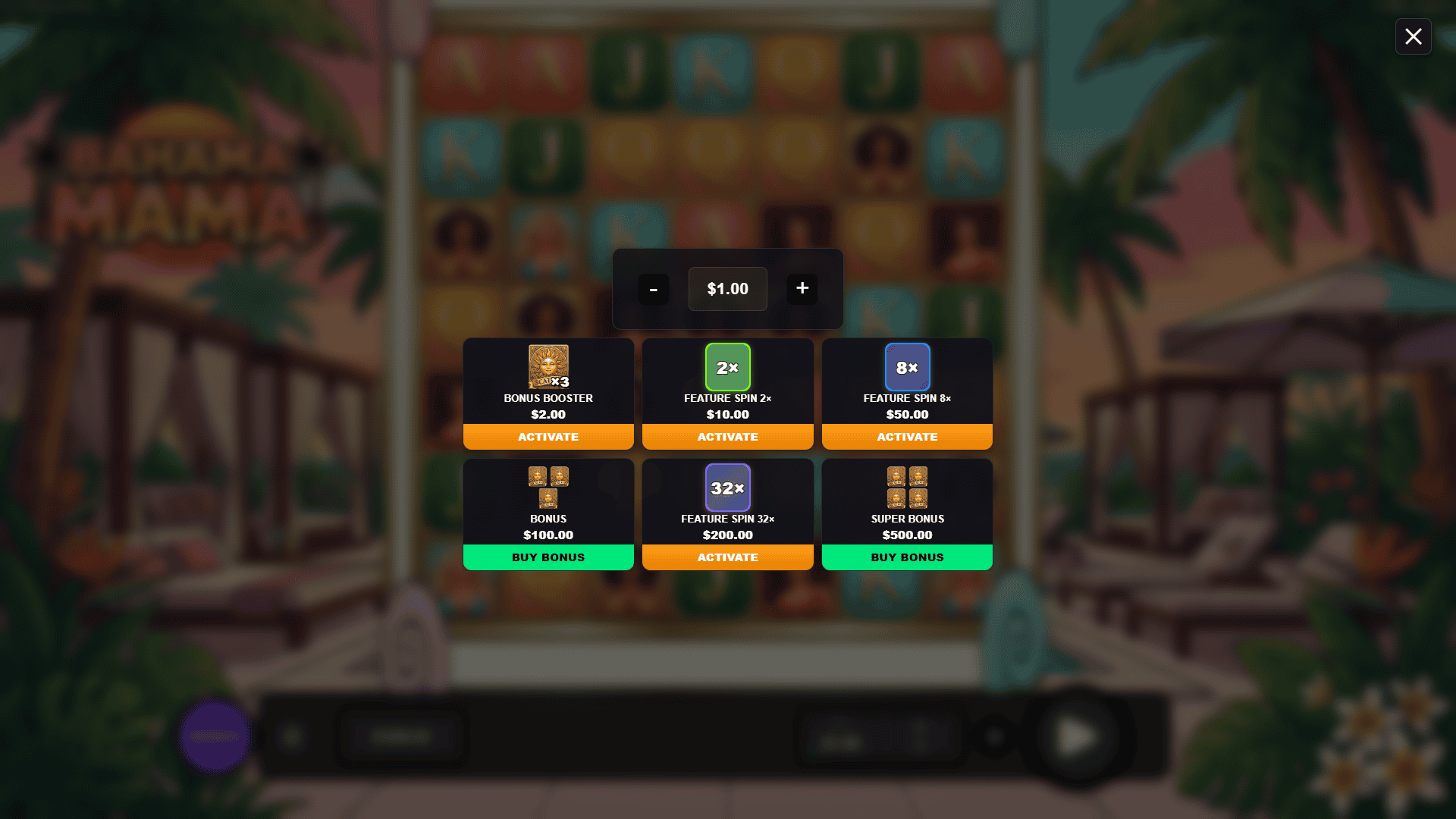 Bahama Mama bonus buy menu
