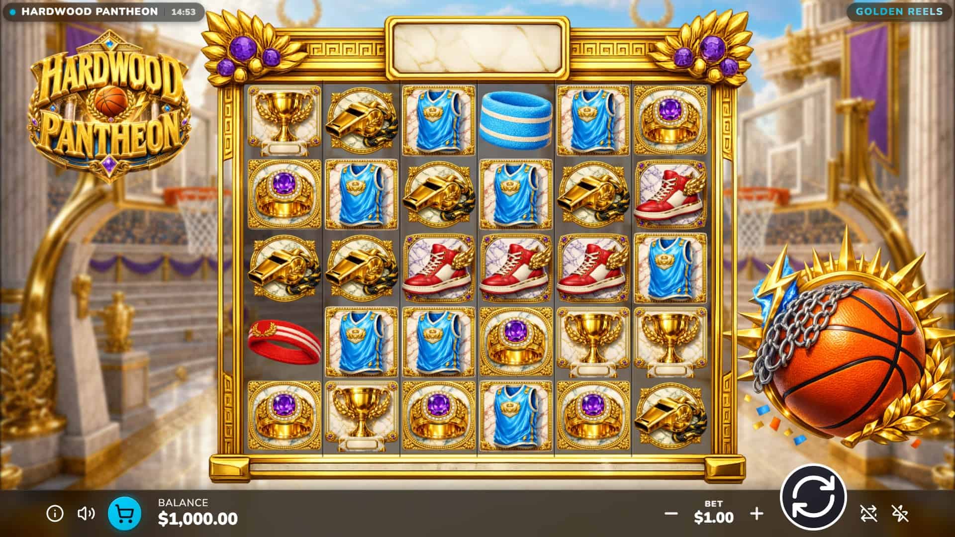 Hardwood Pantheon slot gameplay reels