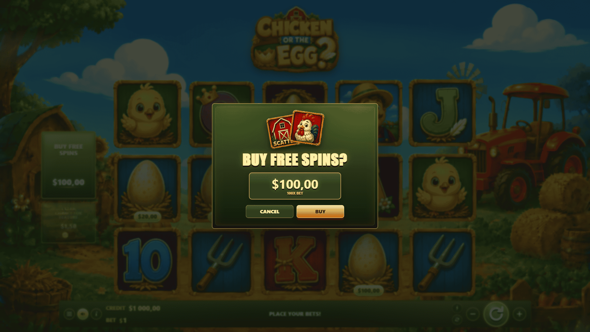 Chicken or the Egg? bonus buy menu