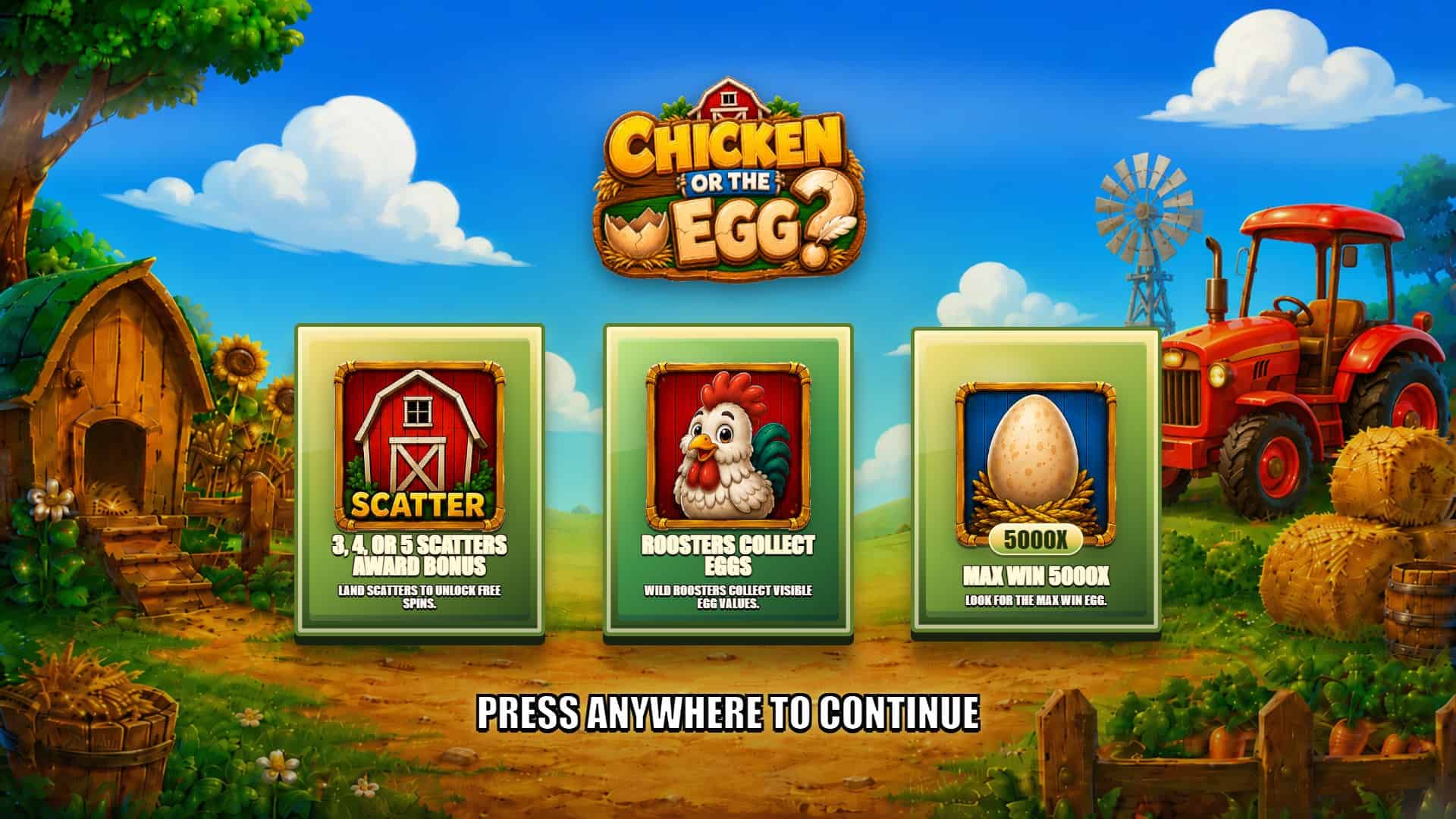 Chicken or the Egg? slot intro screen