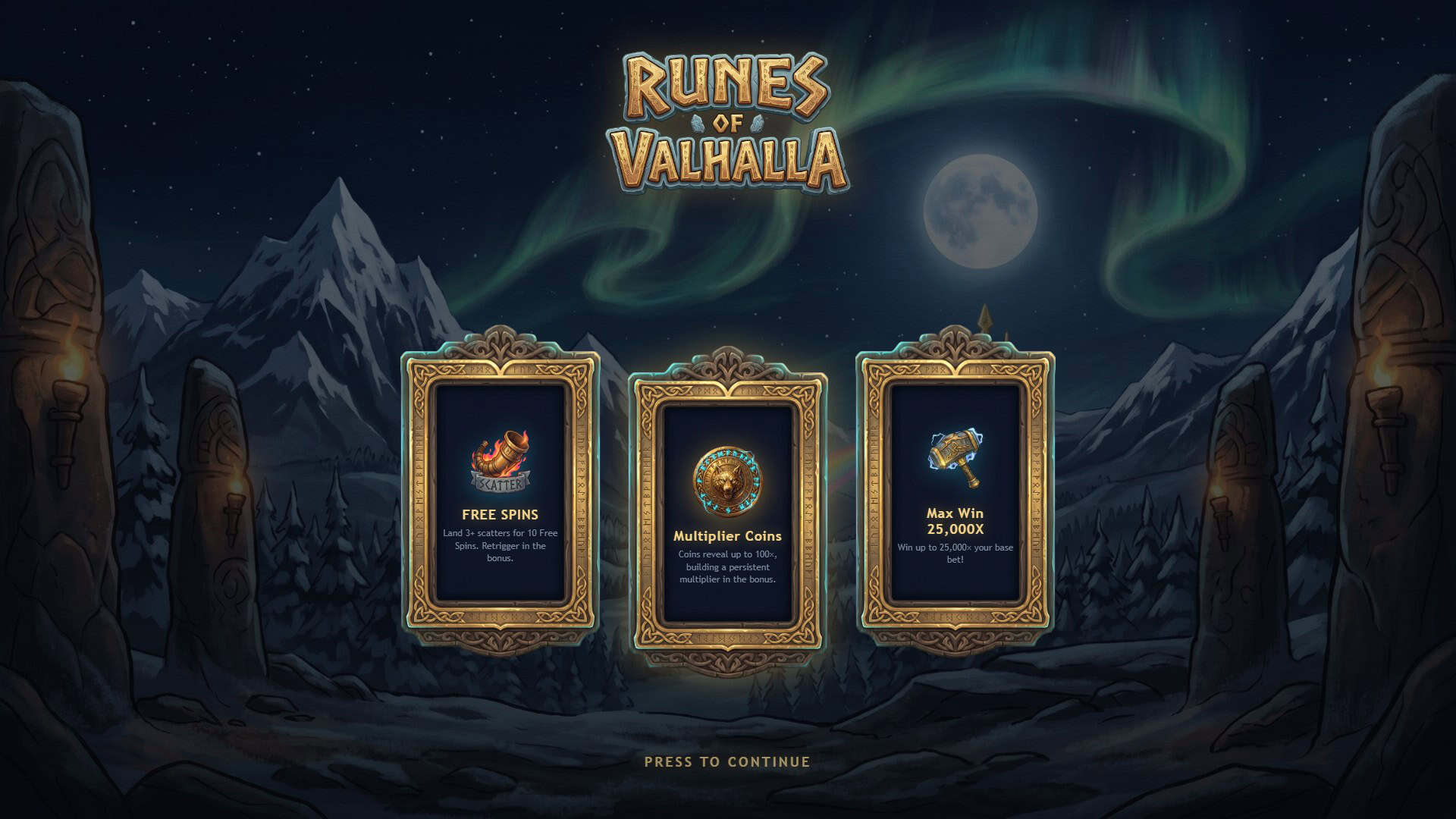 Runes of Valhalla slot intro screen