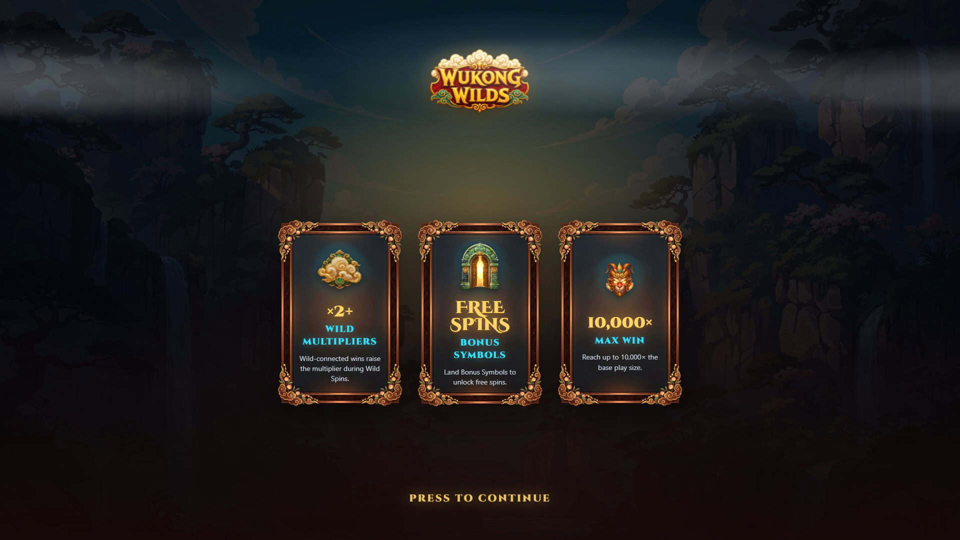 Wukong Wilds slot intro screen