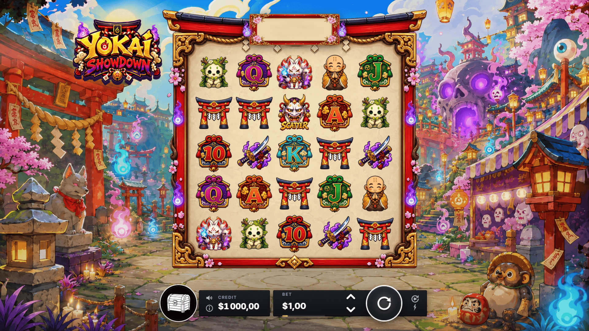 Yokai Showdown slot gameplay reels