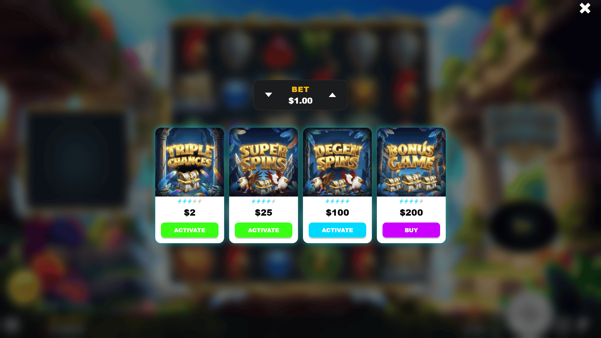 Feathered Wildness bonus buy menu