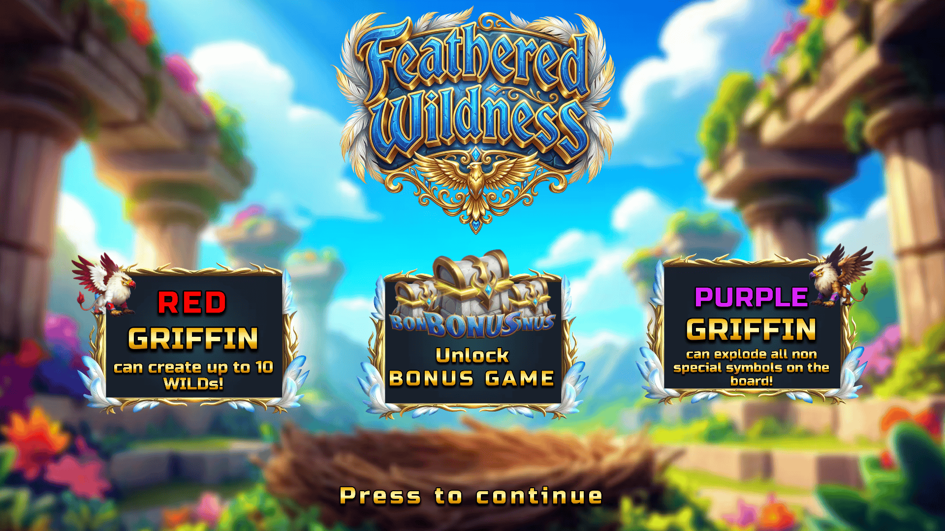 Feathered Wildness slot intro screen