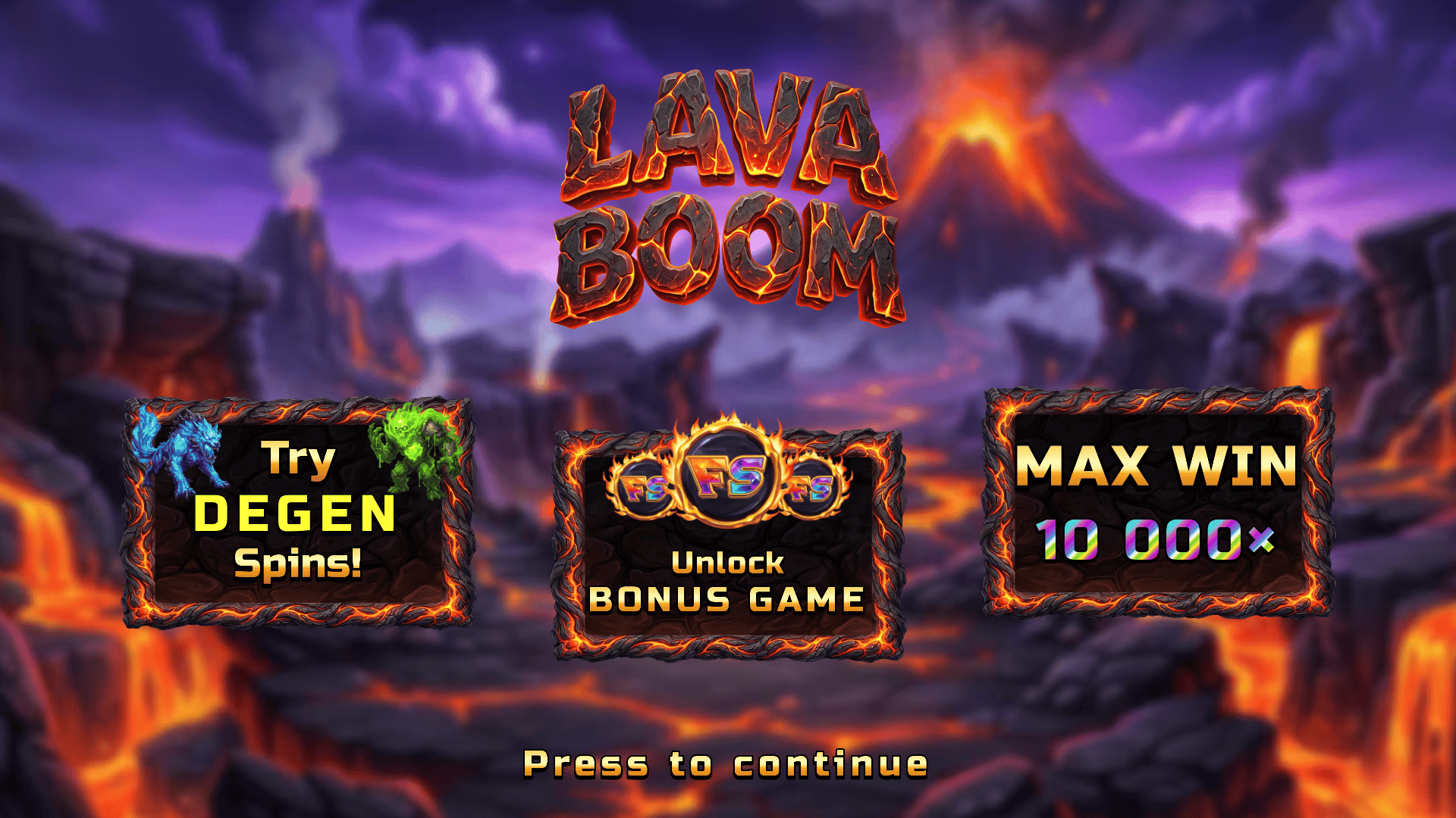 Lava Boom slot intro screen