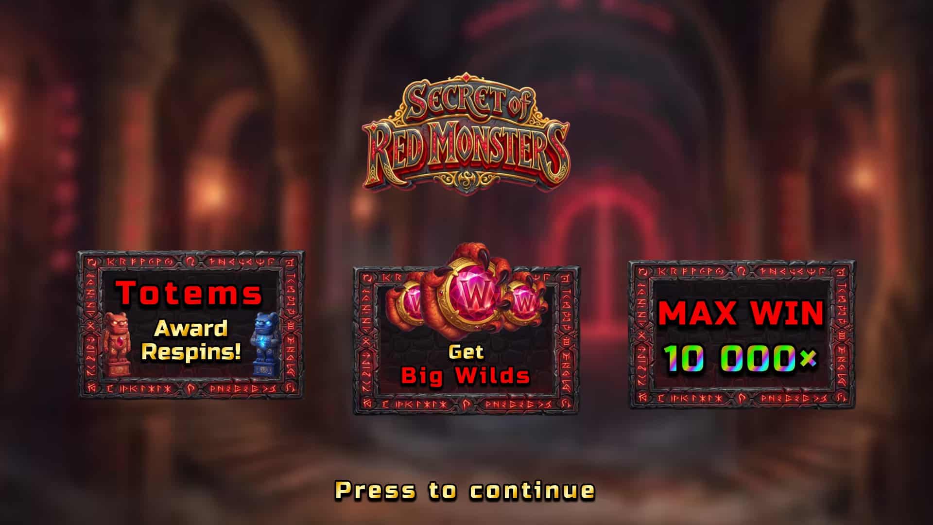 Secret Of Red Monsters slot intro screen