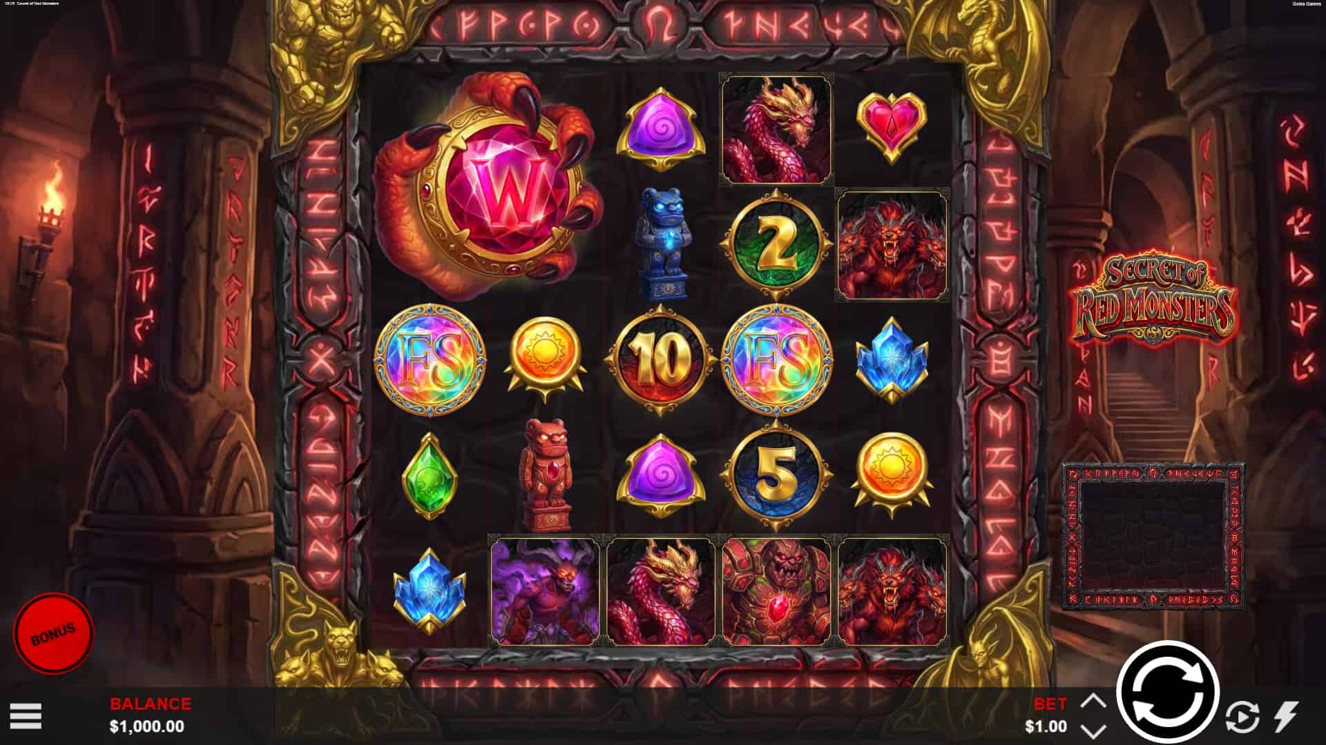Secret Of Red Monsters slot gameplay reels