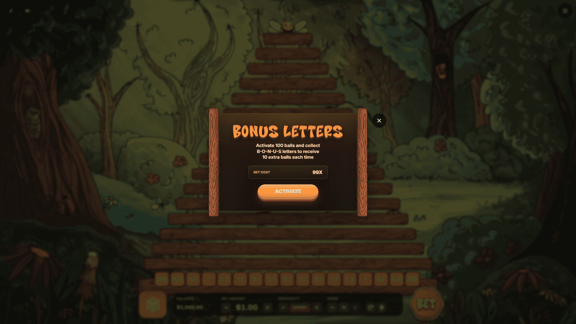 Bee Plinko bonus buy menu