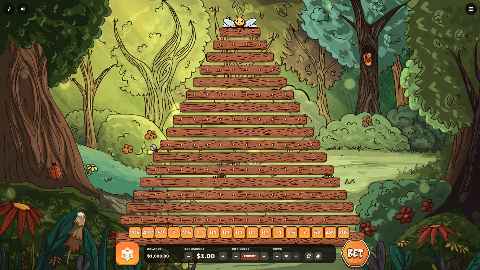 Bee Plinko slot gameplay reels