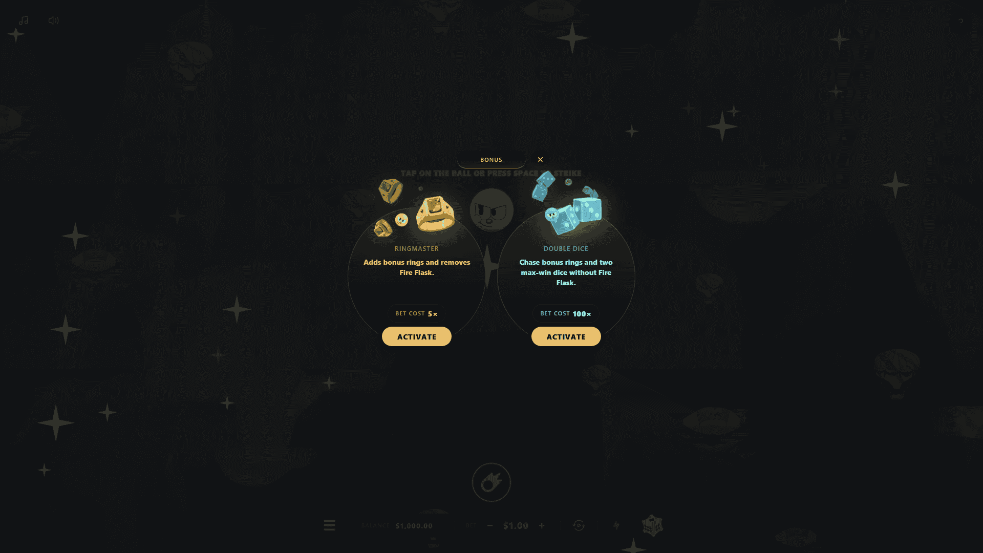 Strike the Ball bonus buy menu