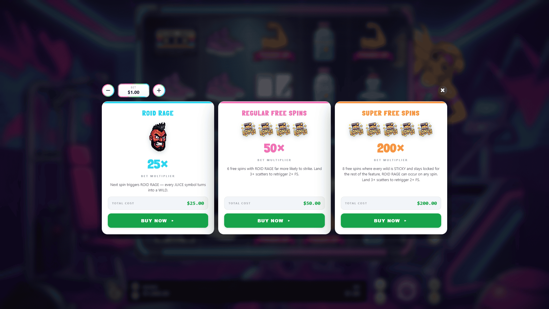 Retro Reps bonus buy menu