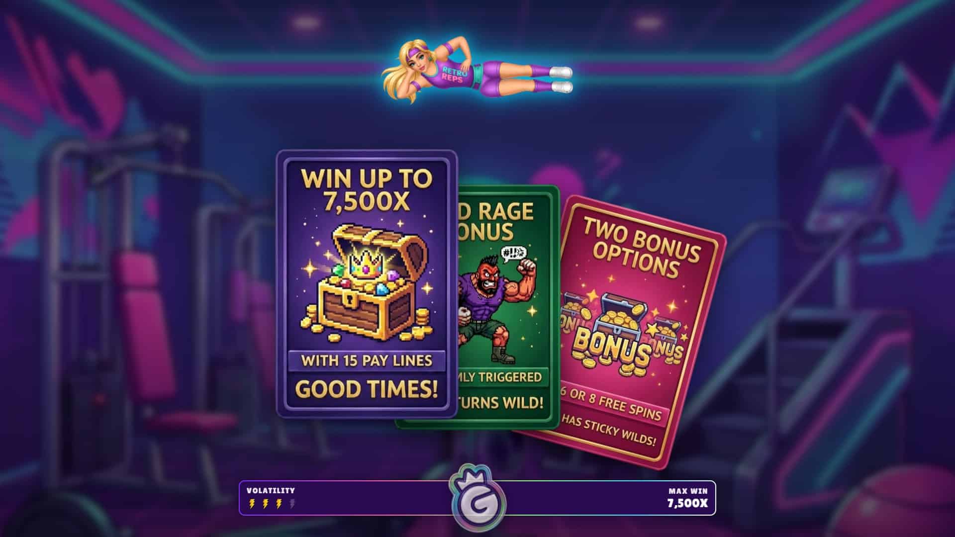 Retro Reps slot intro screen