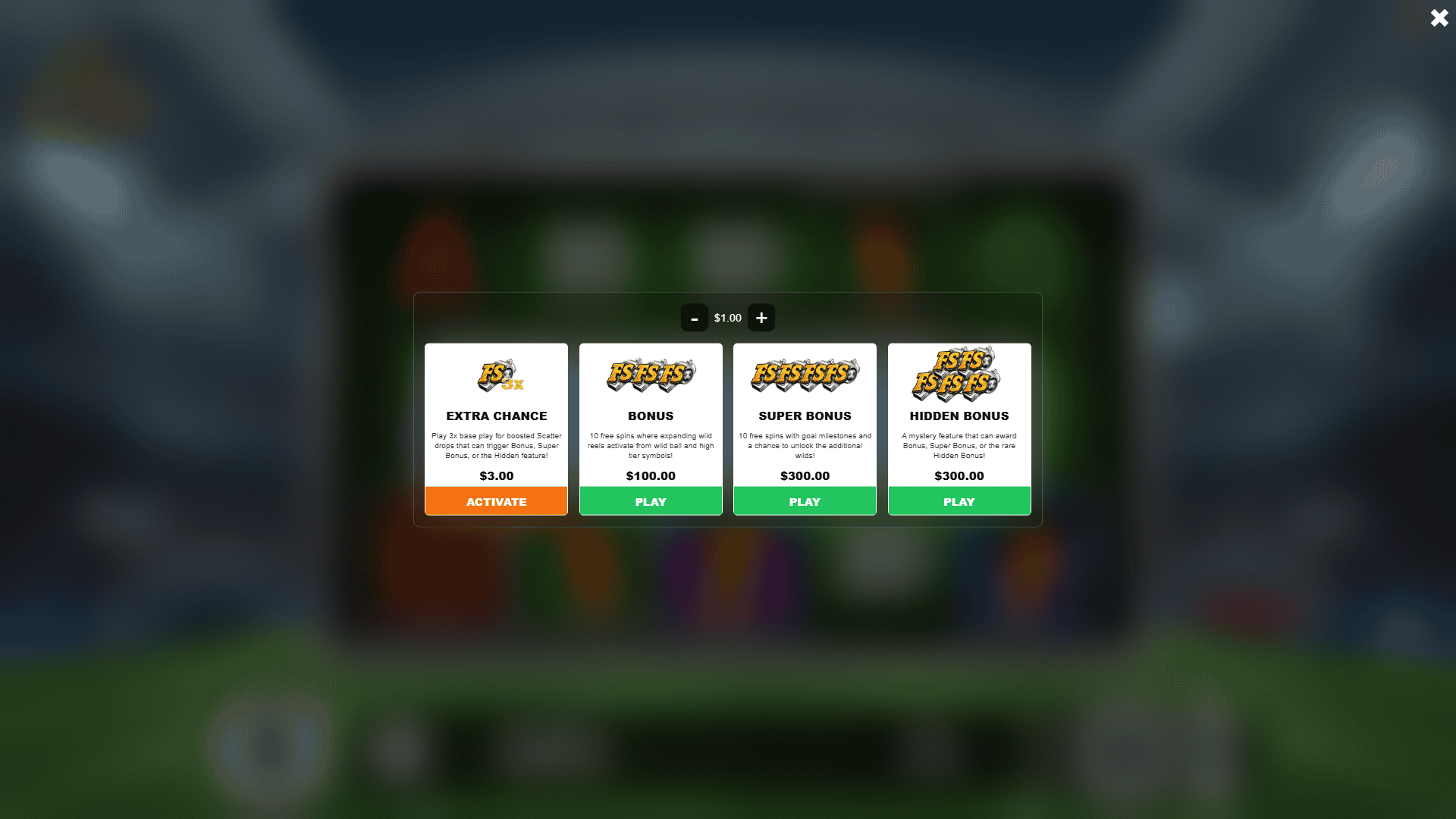 Striker Showdown bonus buy menu