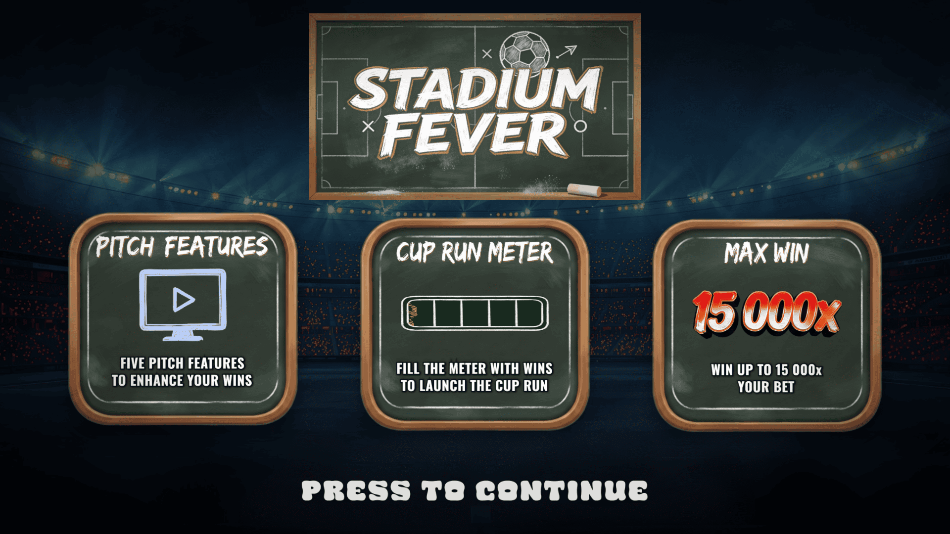 Stadium Fever slot intro screen