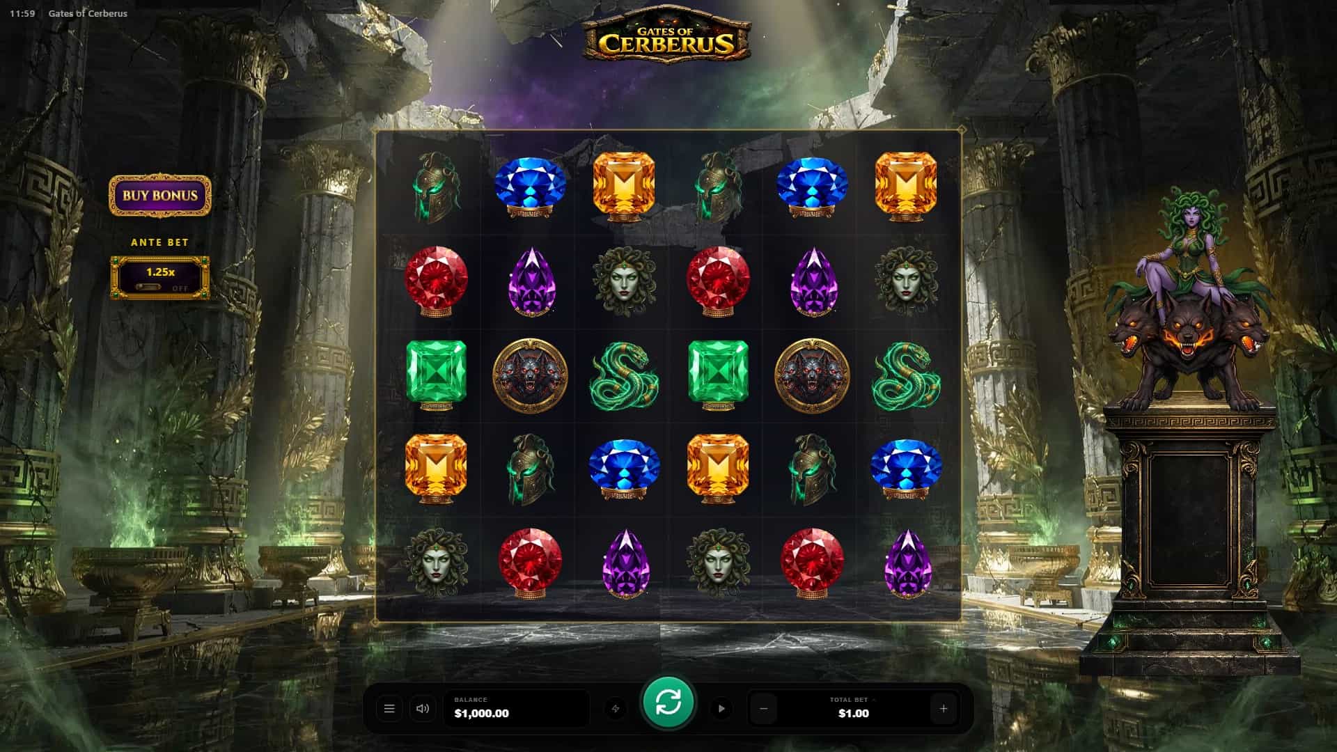 Gates of Cerberus slot gameplay reels
