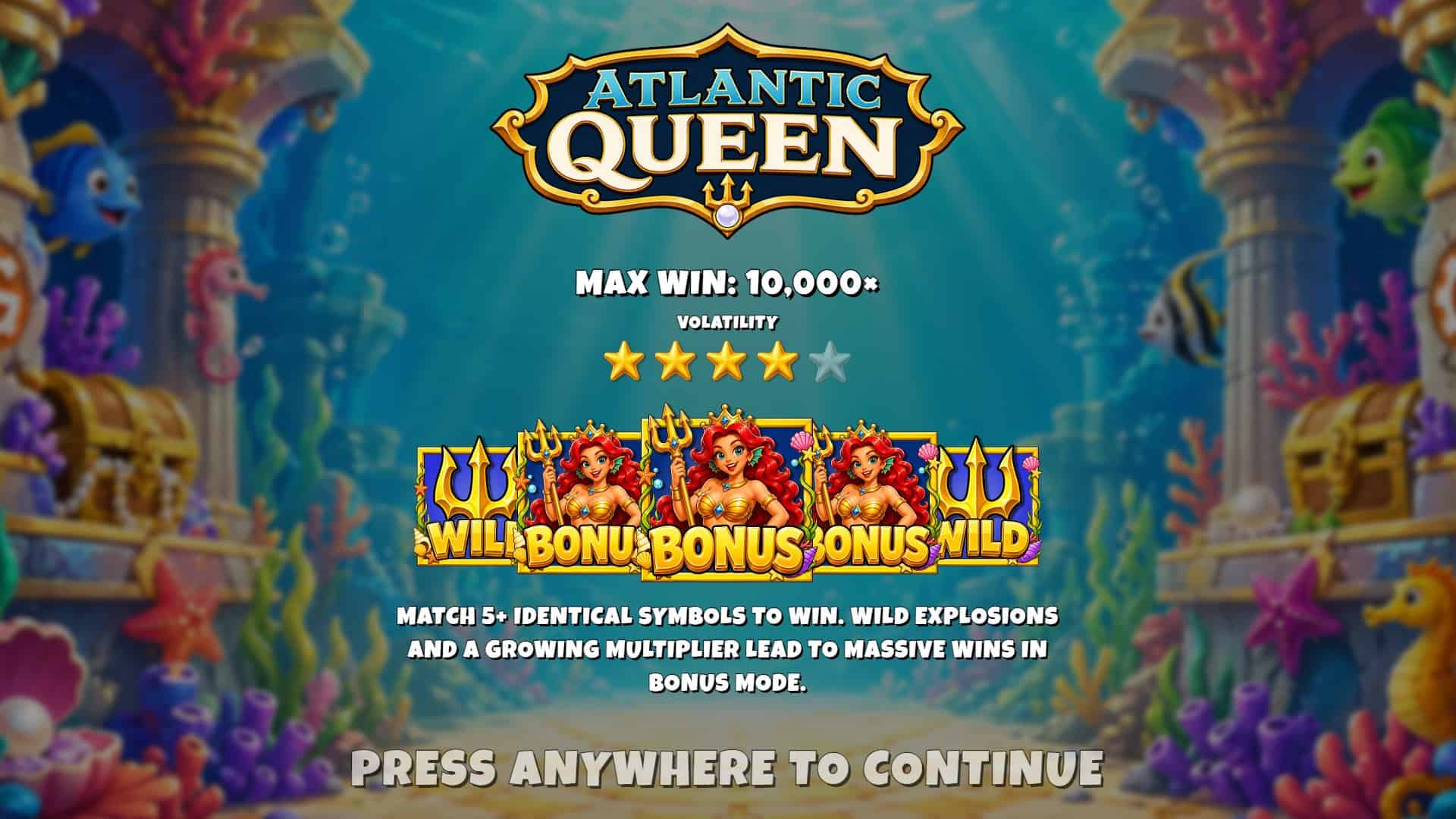 Atlantic Queen slot intro screen