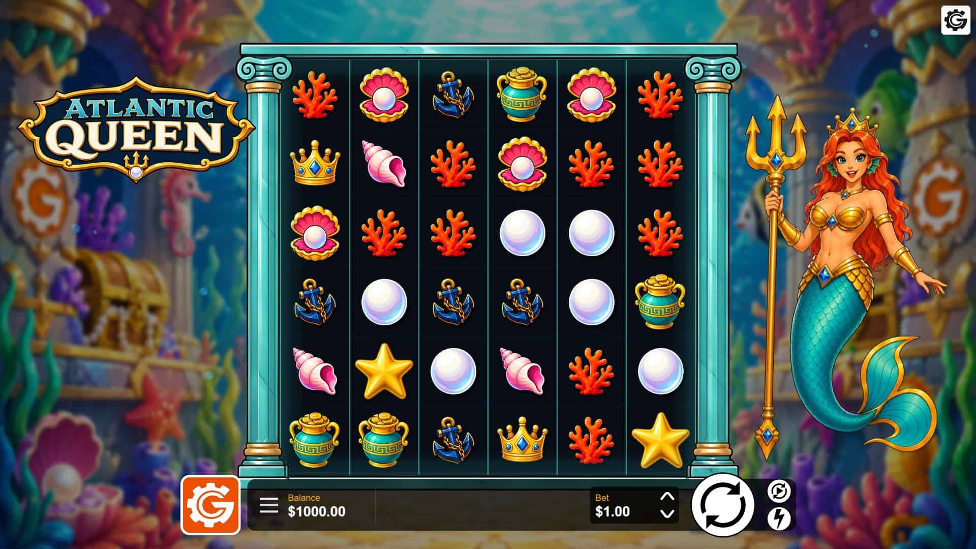 Atlantic Queen slot gameplay reels