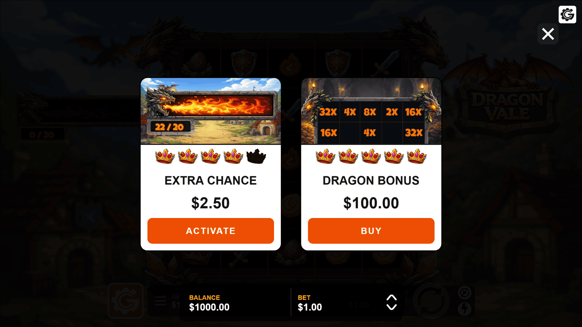 Dragon Vale bonus buy menu