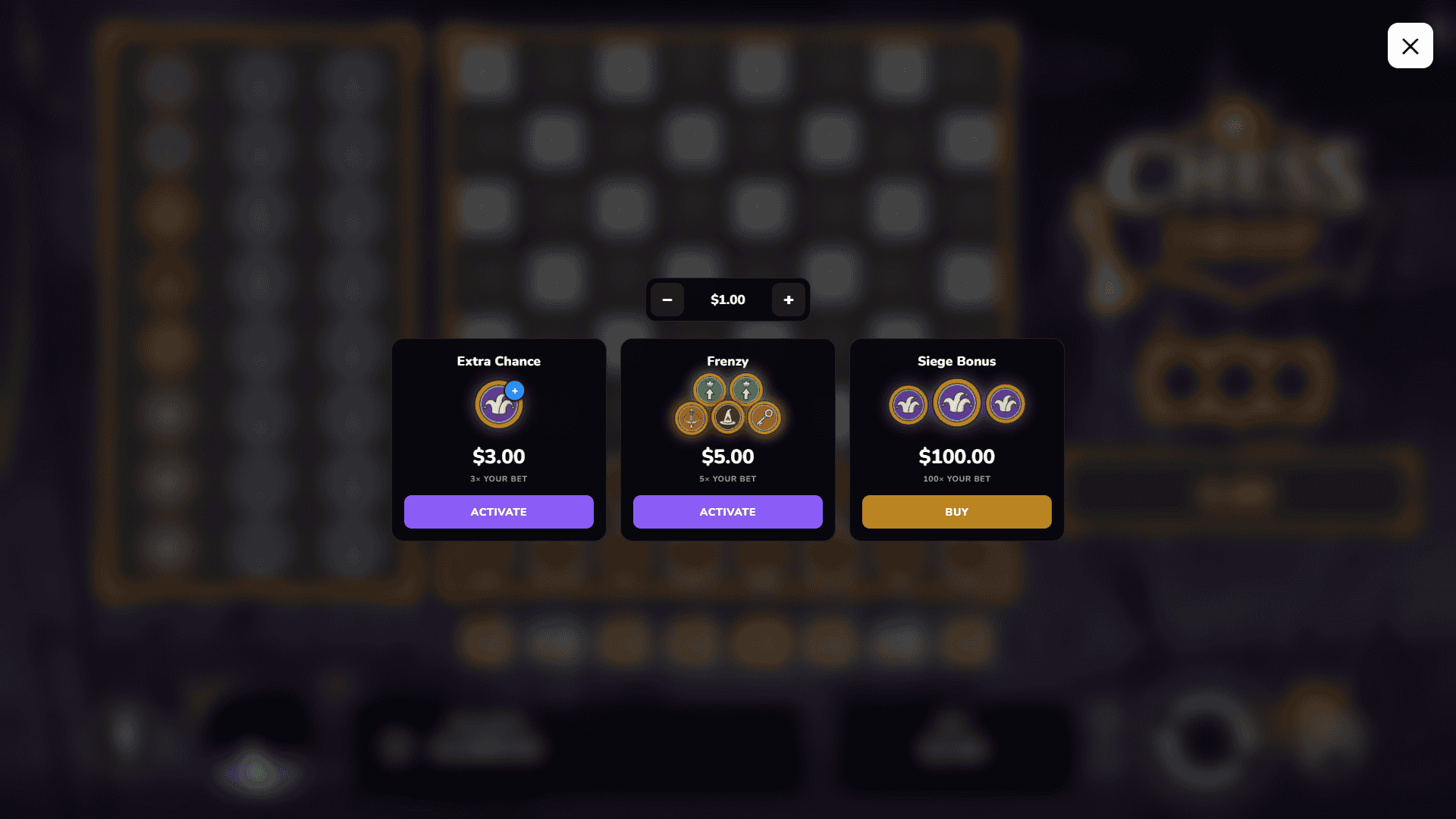 Chess Drop bonus buy menu