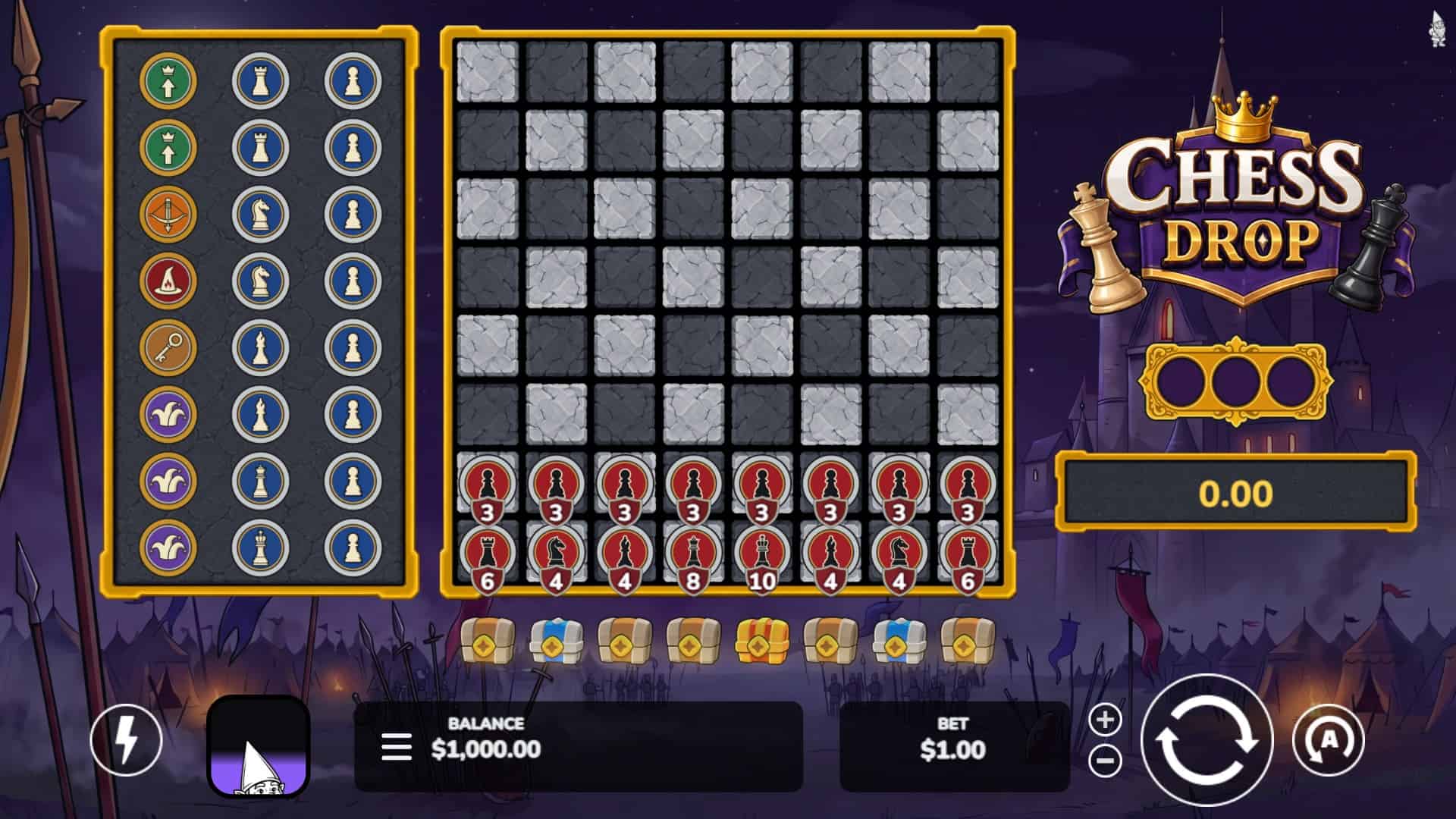 Chess Drop slot gameplay reels