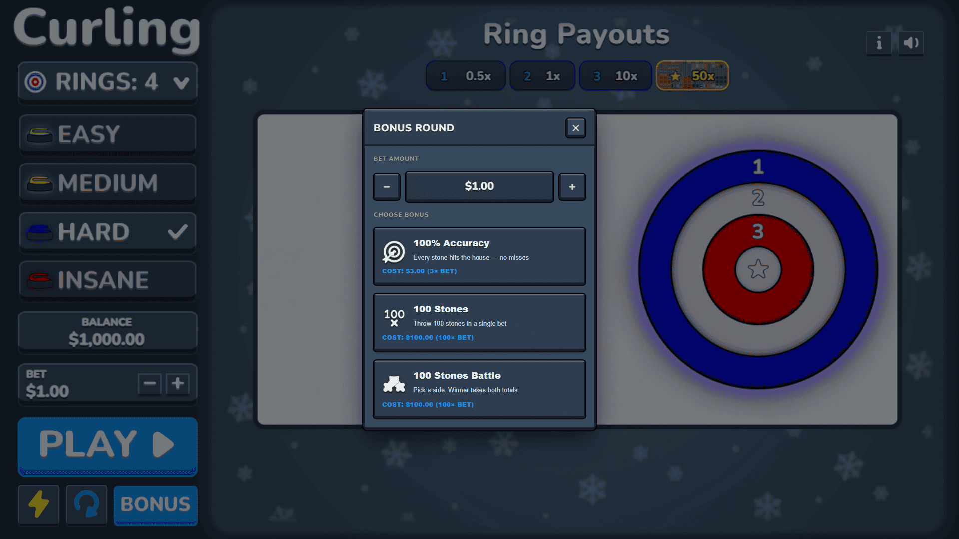 Curling bonus buy menu
