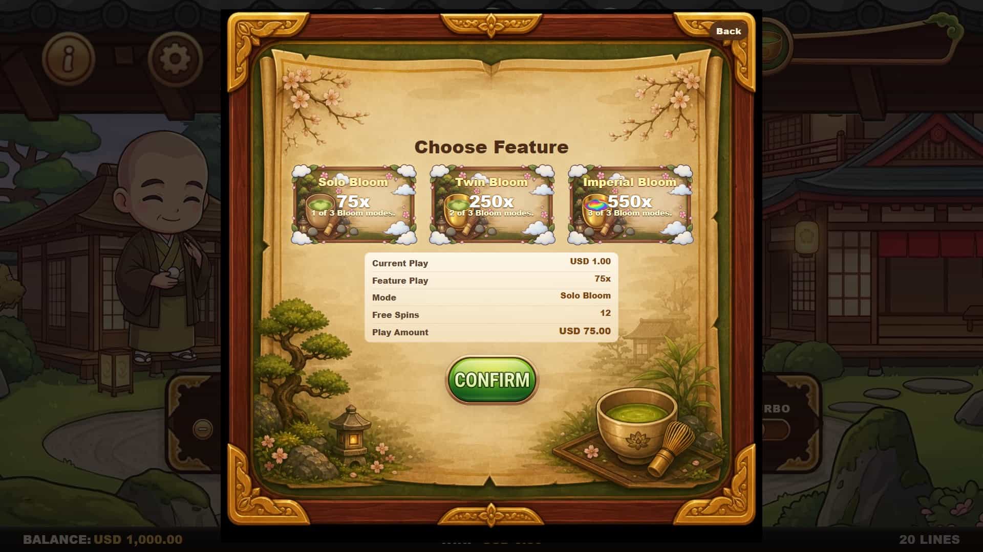 Sen no Rikyu bonus buy menu