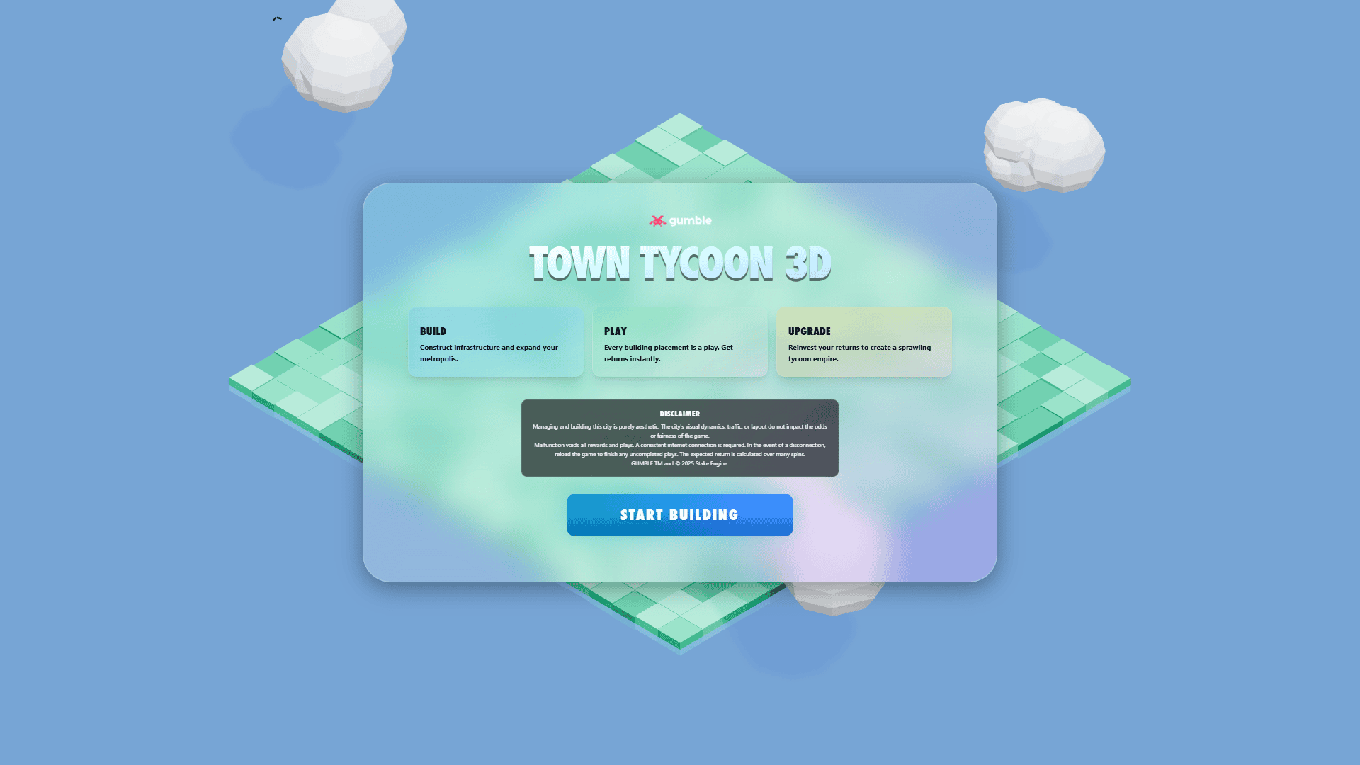 Town Tycoon 3D slot intro screen