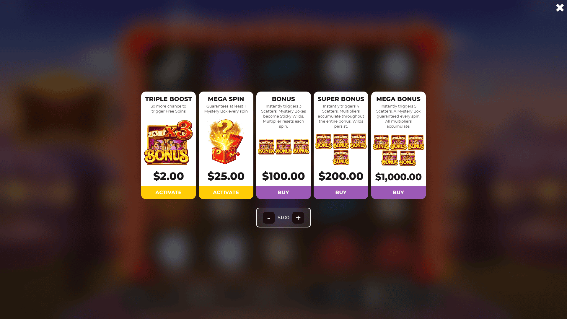 Madbox Carnival bonus buy menu