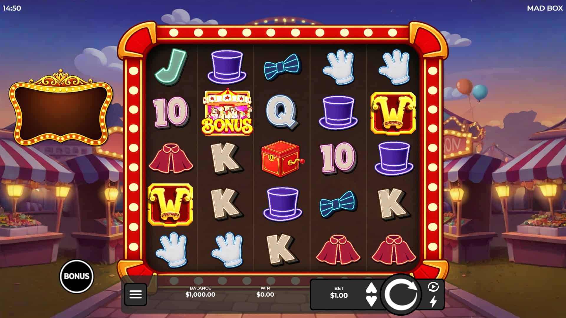 Madbox Carnival slot gameplay reels