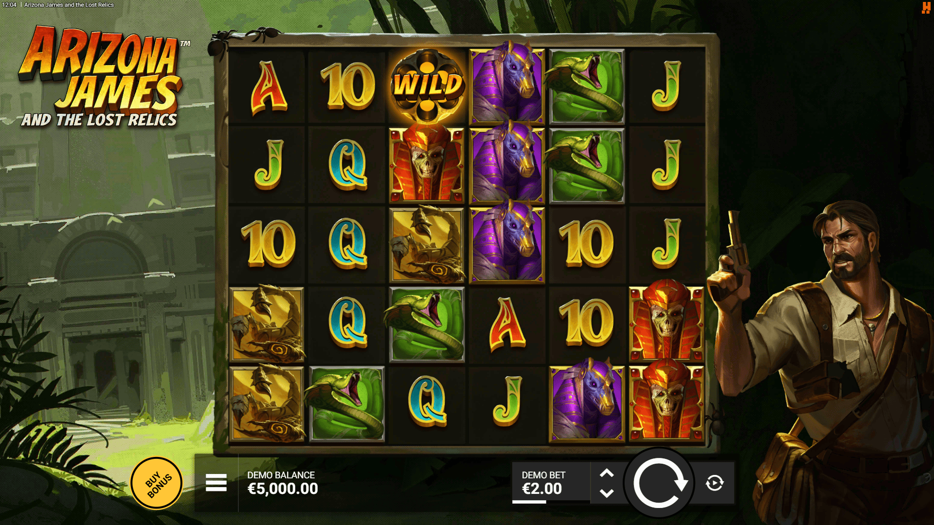 Arizona James and the Lost Relics slot gameplay reels