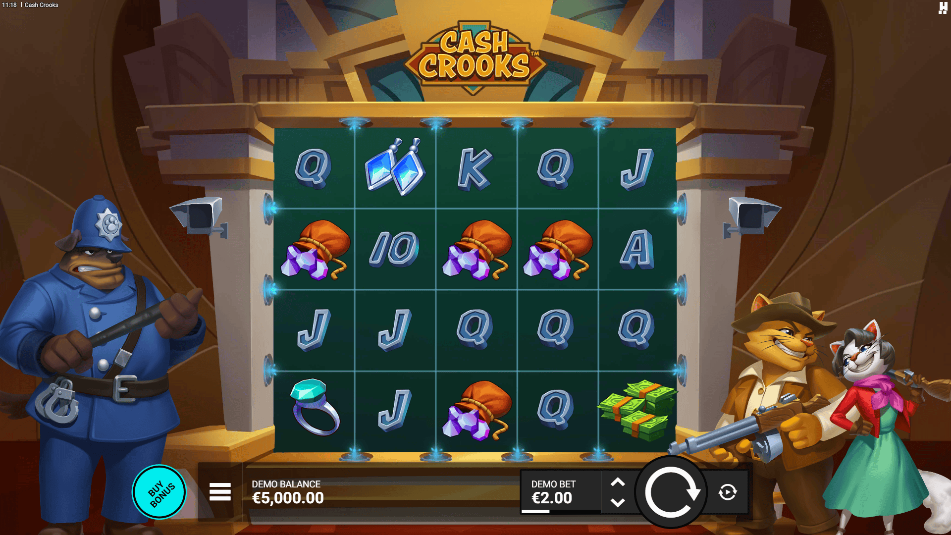 Cash Crooks slot gameplay reels