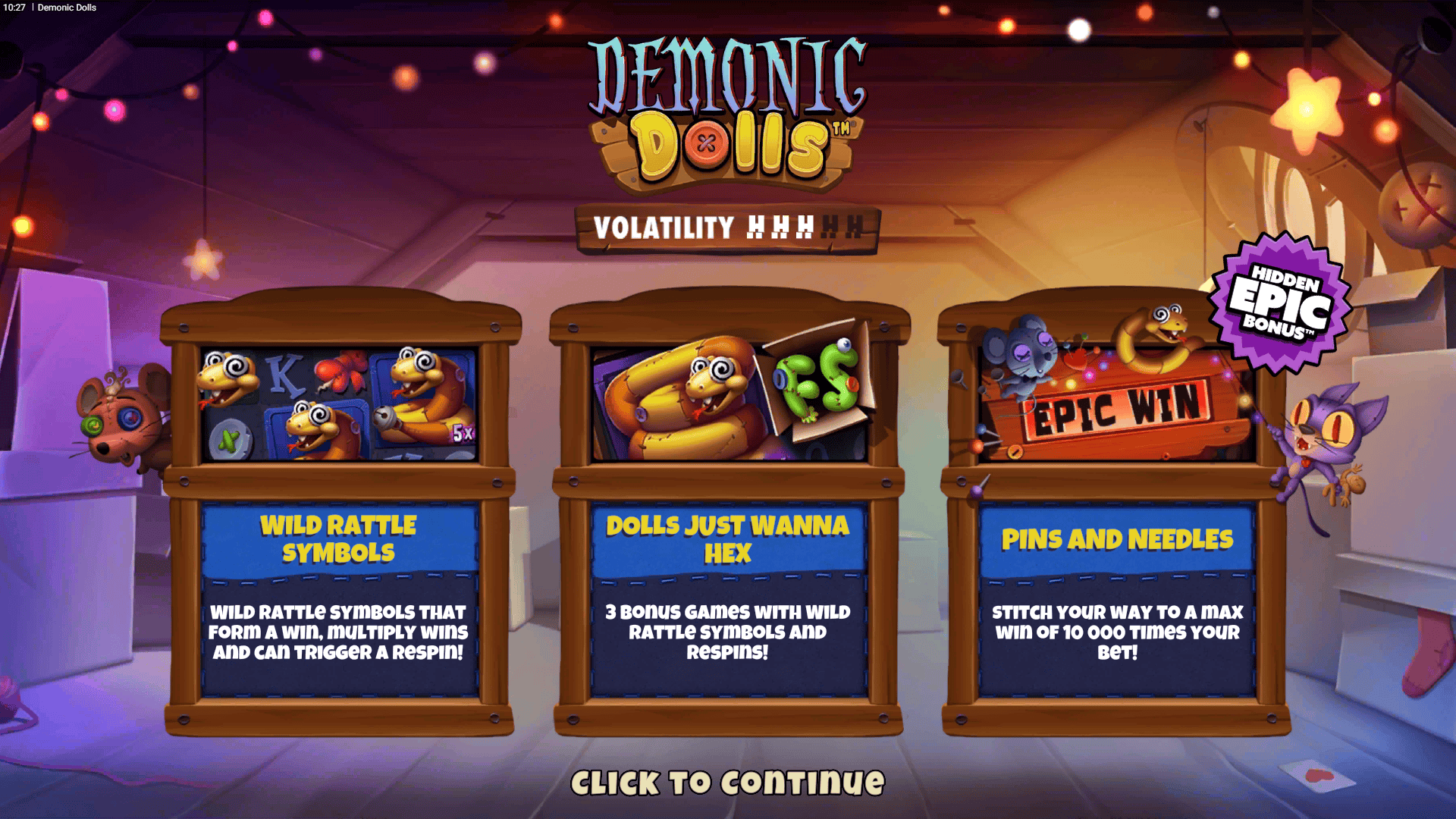 Demonic Dolls slot intro screen