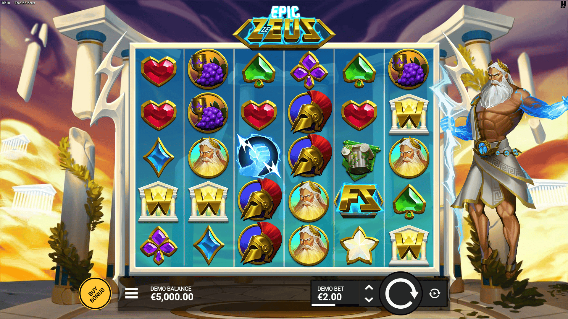 Epic Ze Zeus slot gameplay reels