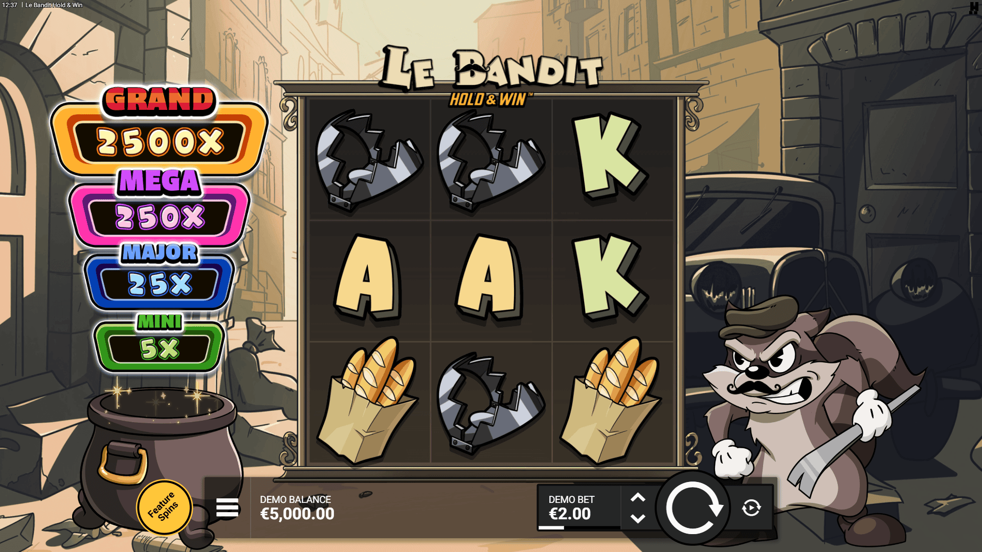 Le Bandit Hold & Win Hold and Win slot gameplay reels