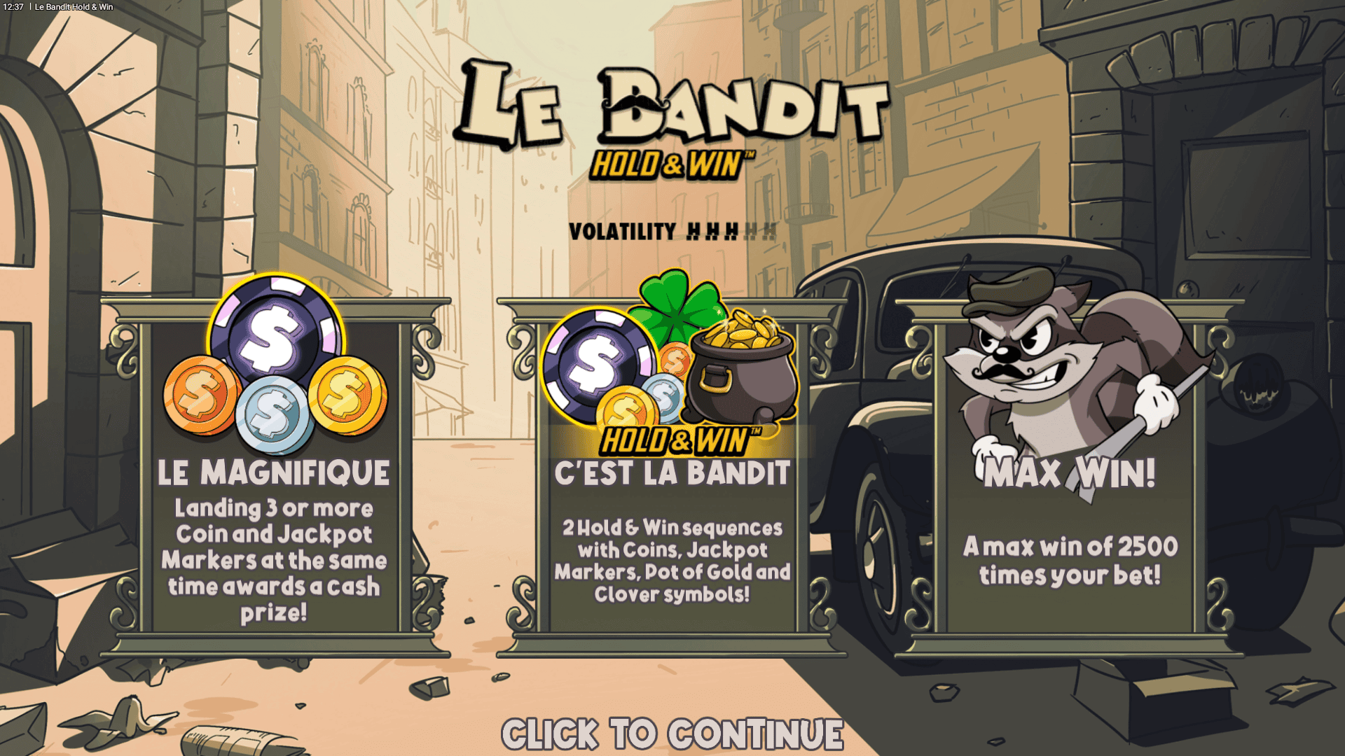 Le Bandit Hold & Win Hold and Win slot intro screen