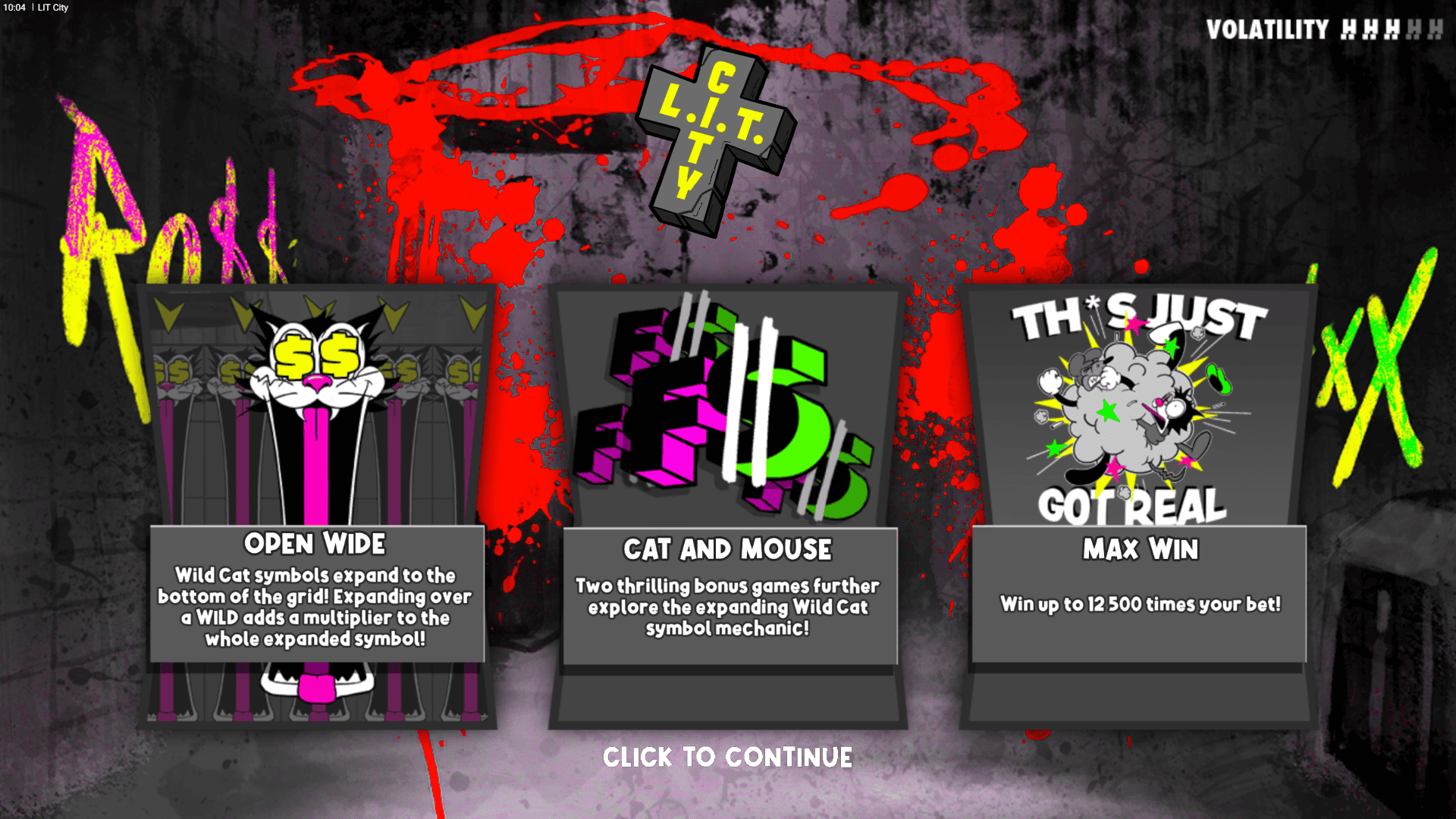 LIT City slot intro screen