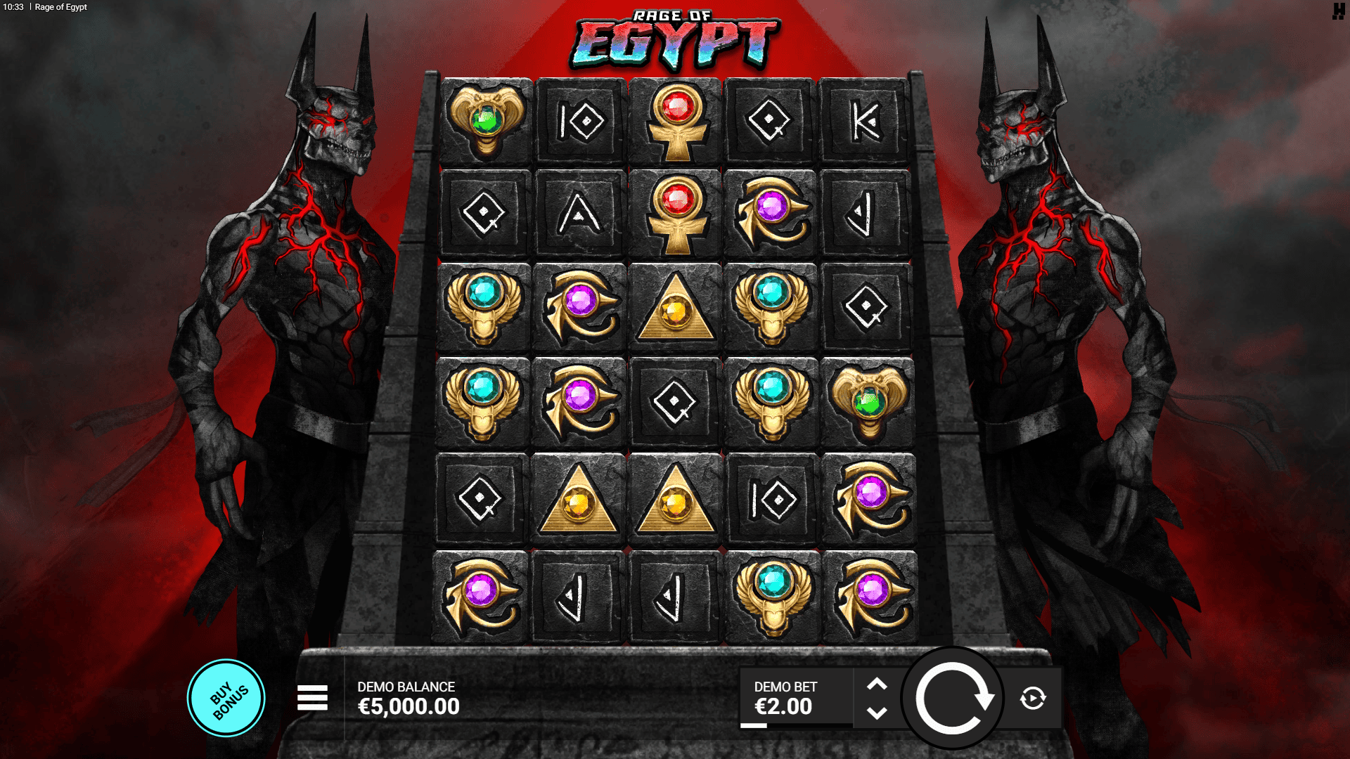 Rage of Egypt slot gameplay reels