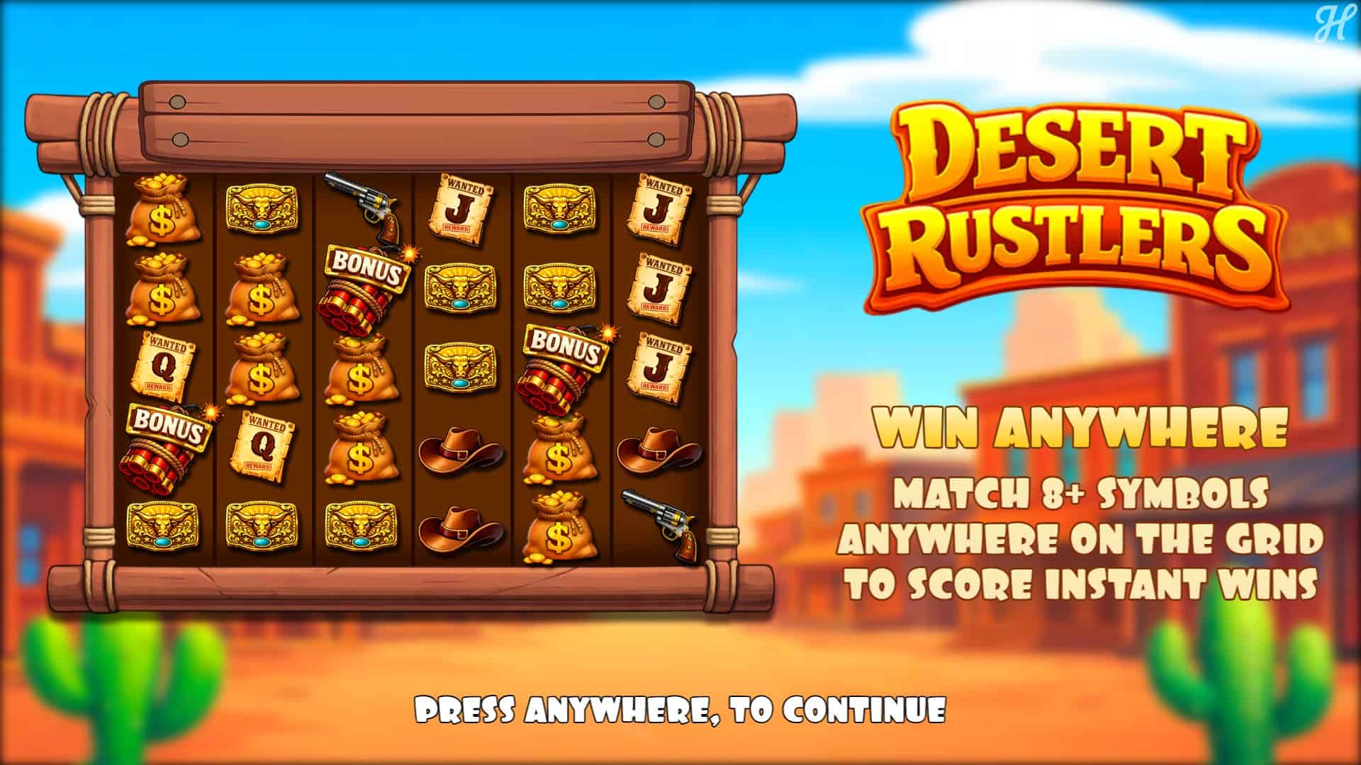 Desert Rustlers slot intro screen