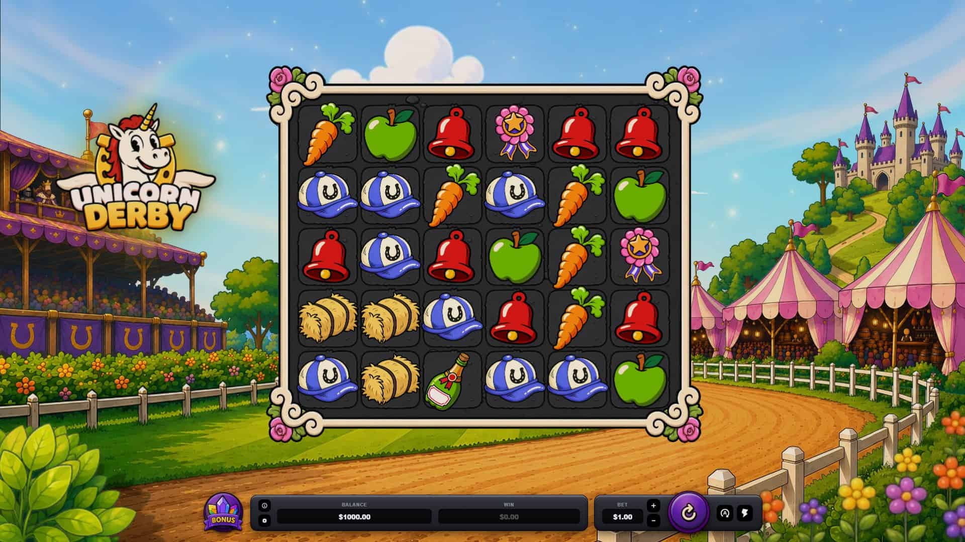 Unicorn Derby slot gameplay reels