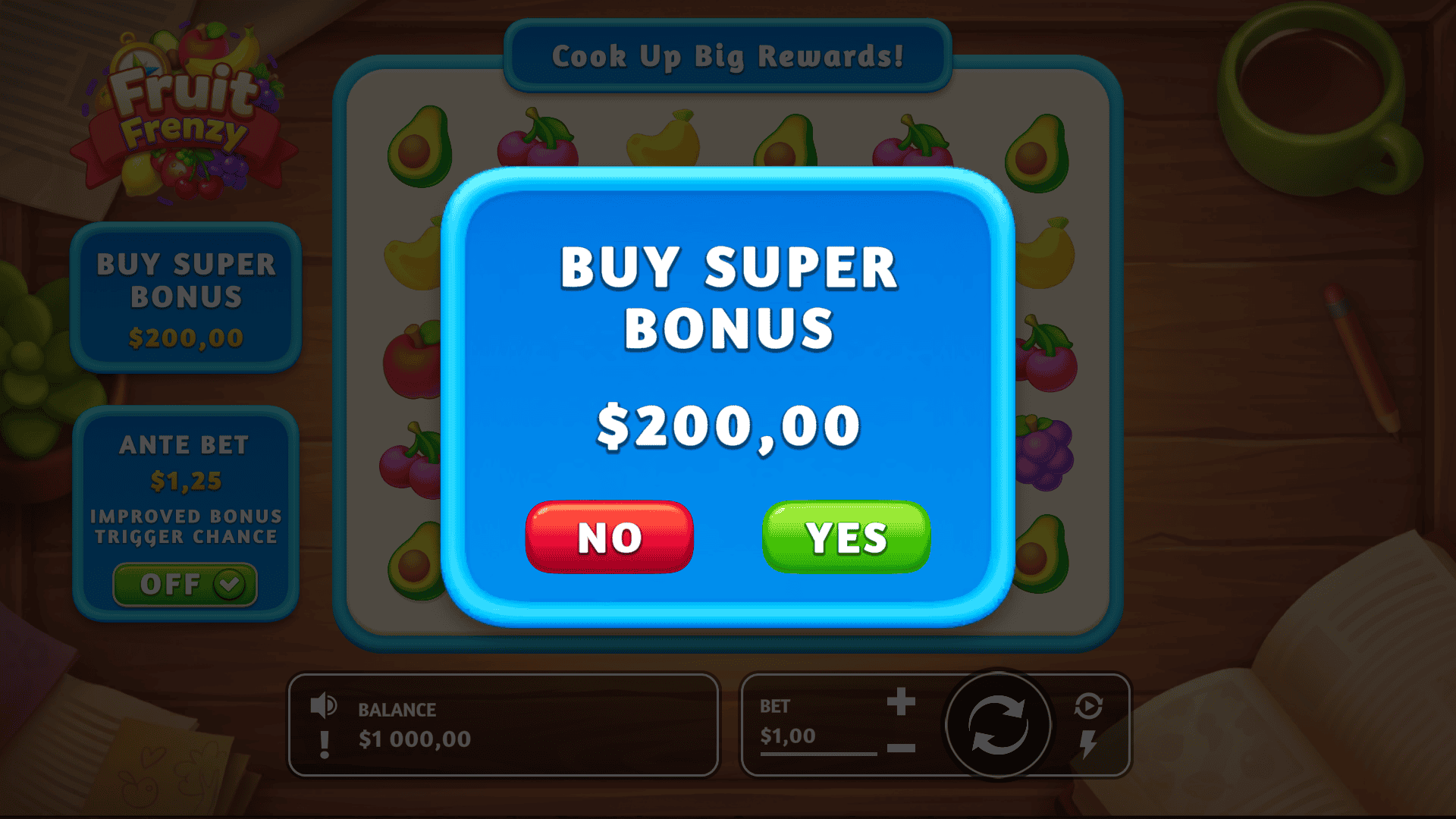 Fruit Frenzy bonus buy menu
