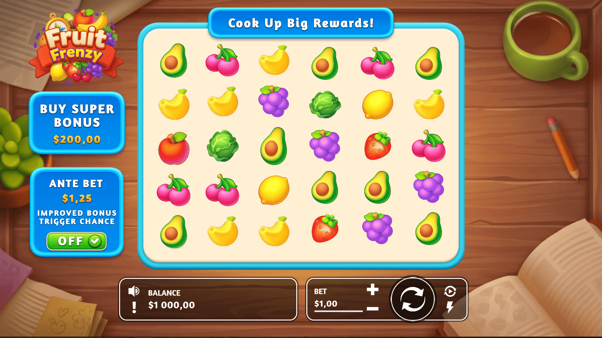 Fruit Frenzy slot gameplay reels